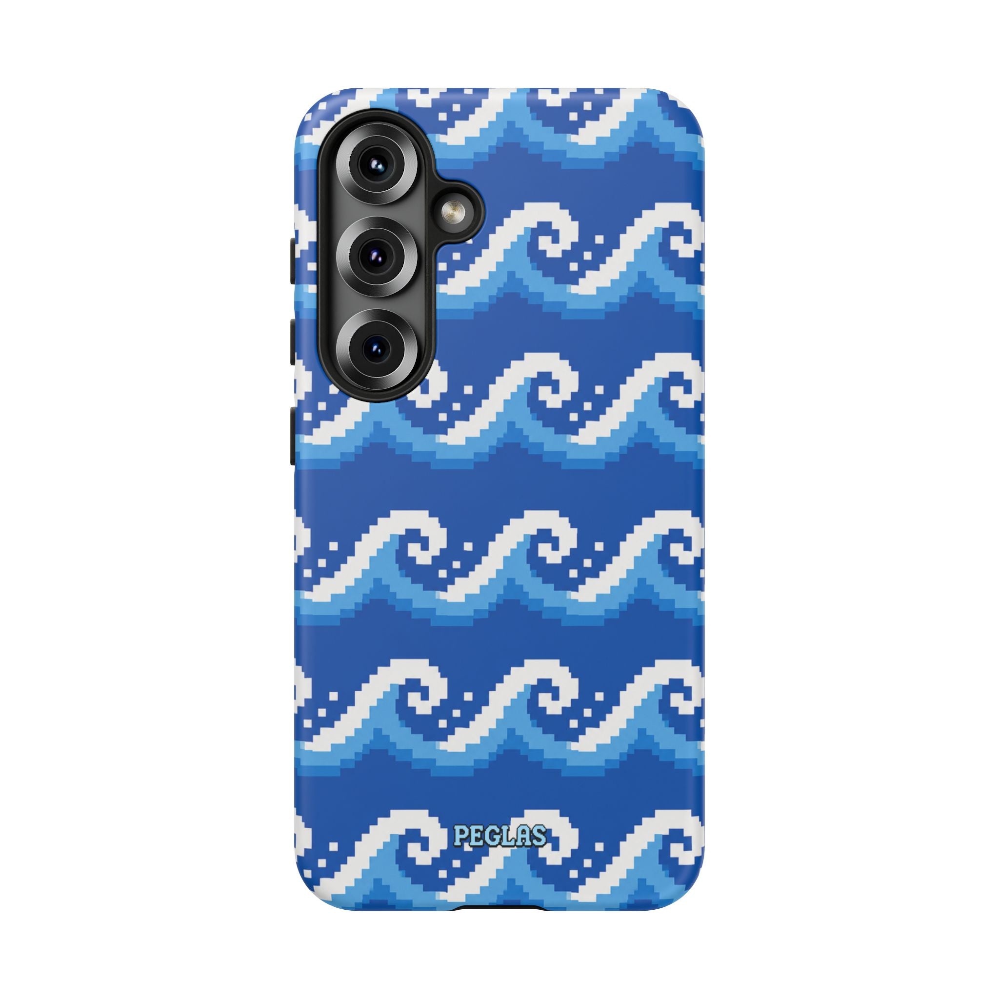 Pixel Wave Phone Case — Blue Ocean Retro Pixel Art iPhone Cover