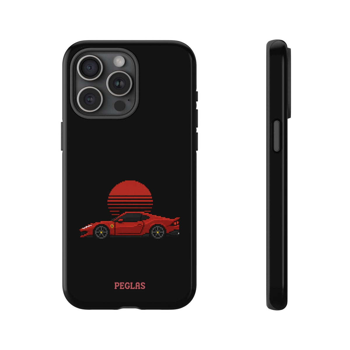 Vintage Red Sports Car Phone Case – Retro Sunset Design