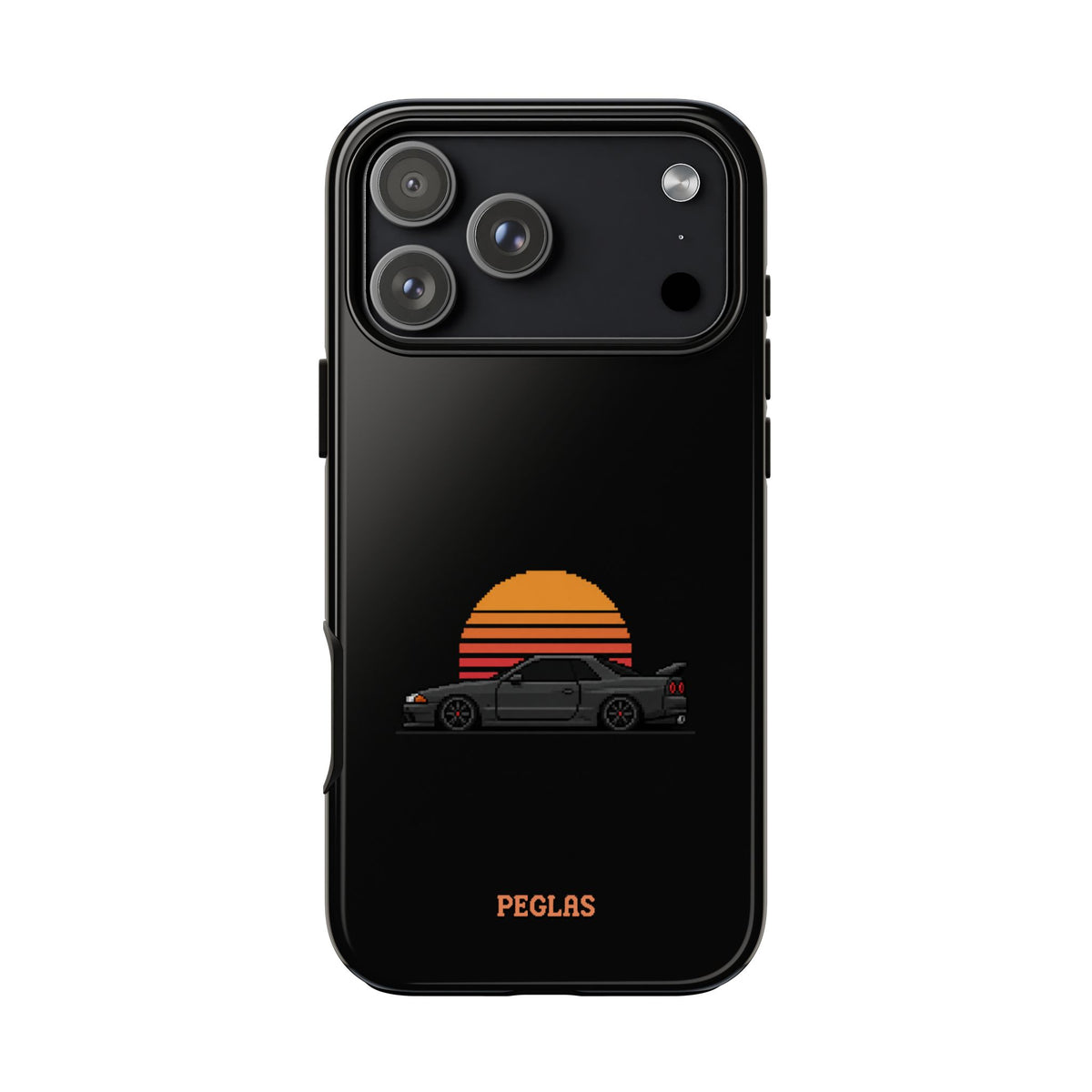 Vintage Black Sports Car Phone Case — Retro Sunset Design