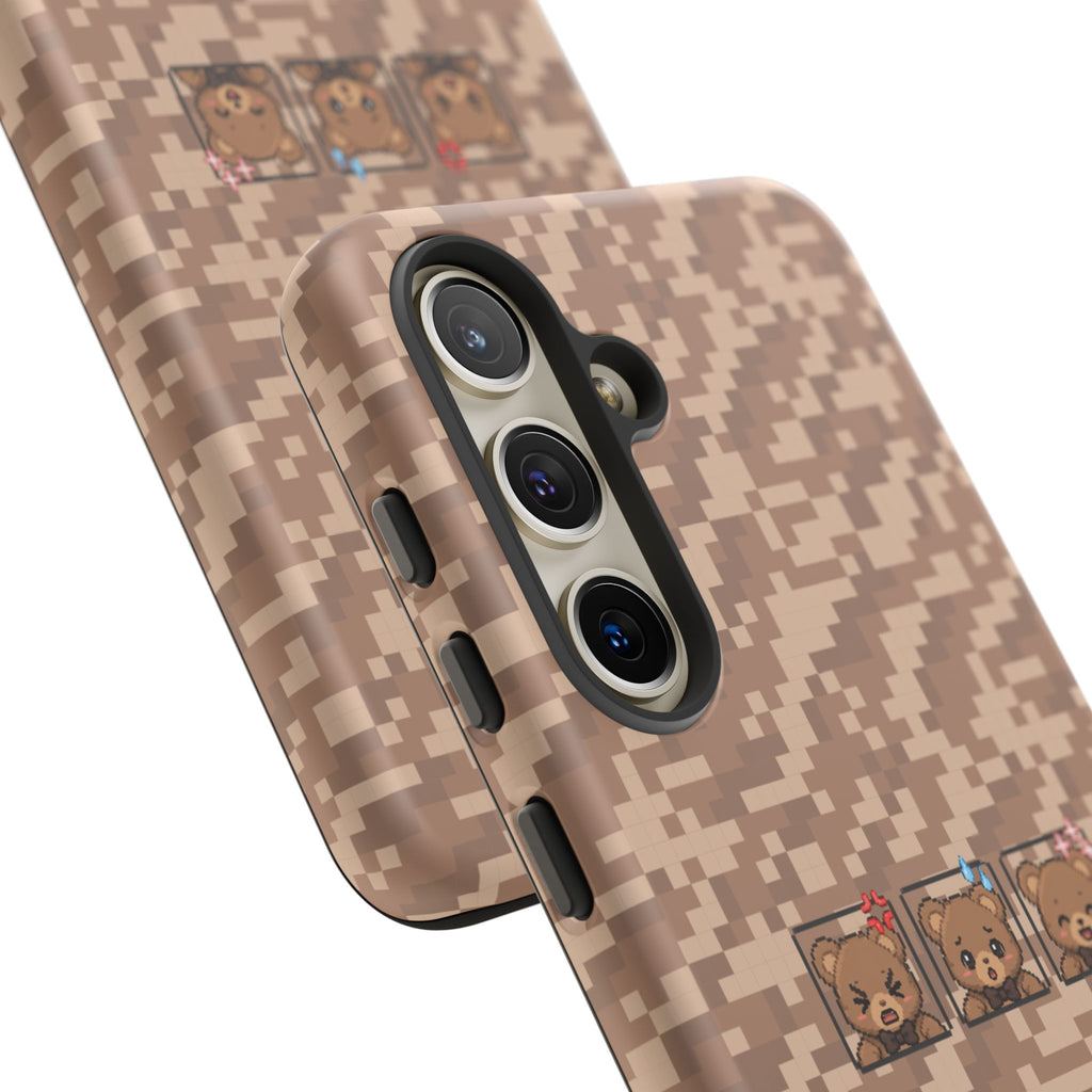 Pixel Teddy Emojis Brown Tough Phone Case