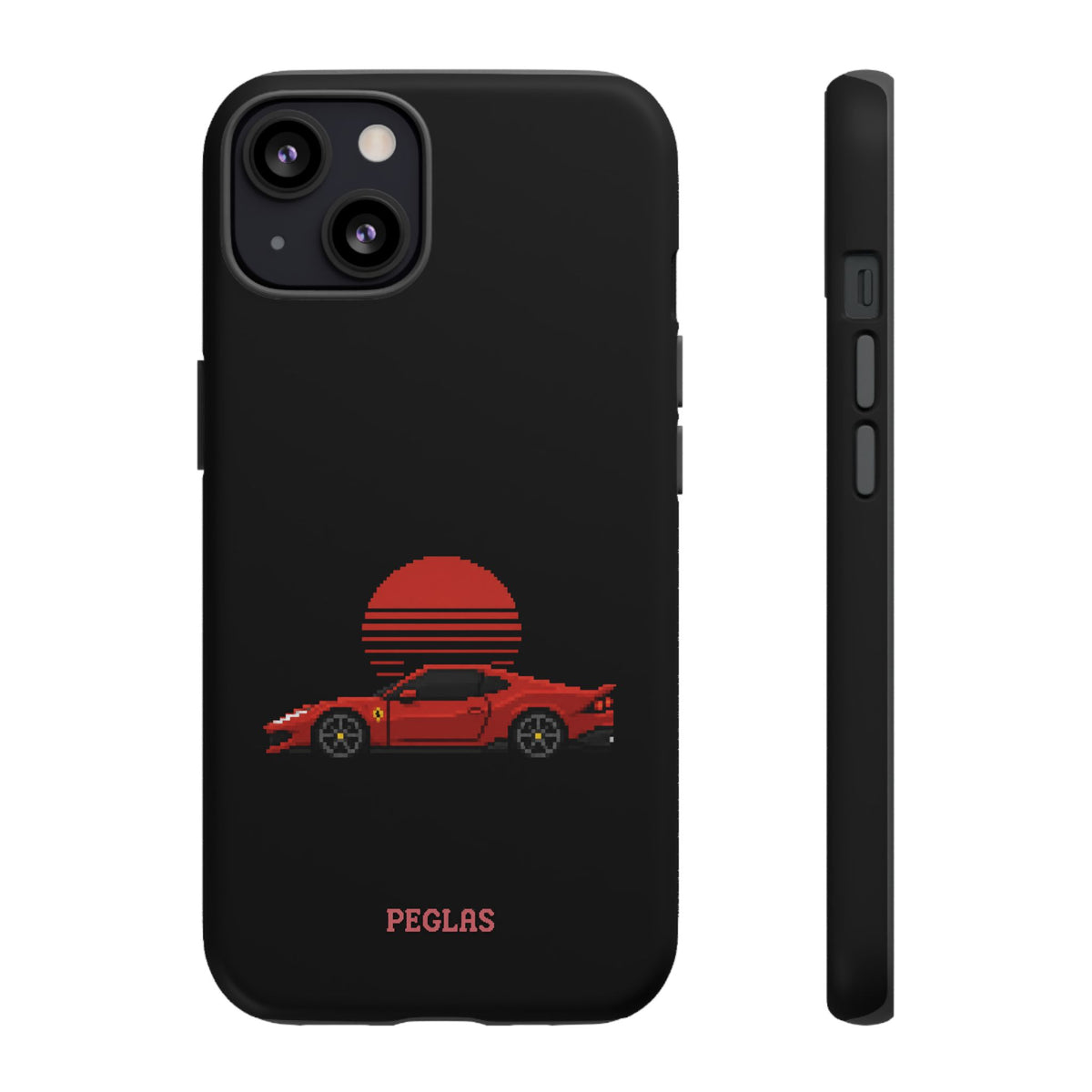 Vintage Red Sports Car Phone Case – Retro Sunset Design