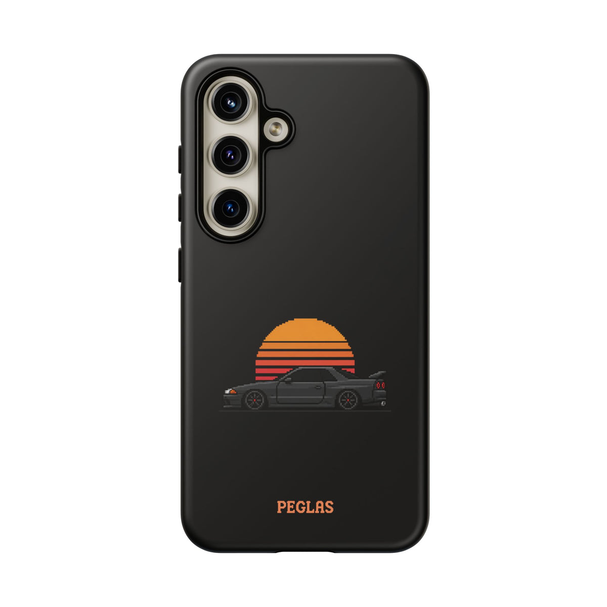Vintage Black Sports Car Phone Case — Retro Sunset Design