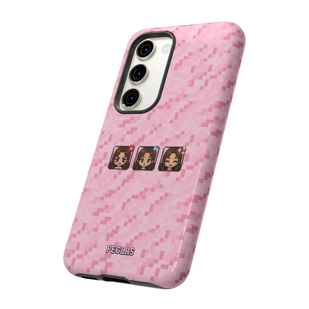 Pixel Girl Emojis Pink Tough Phone Case
