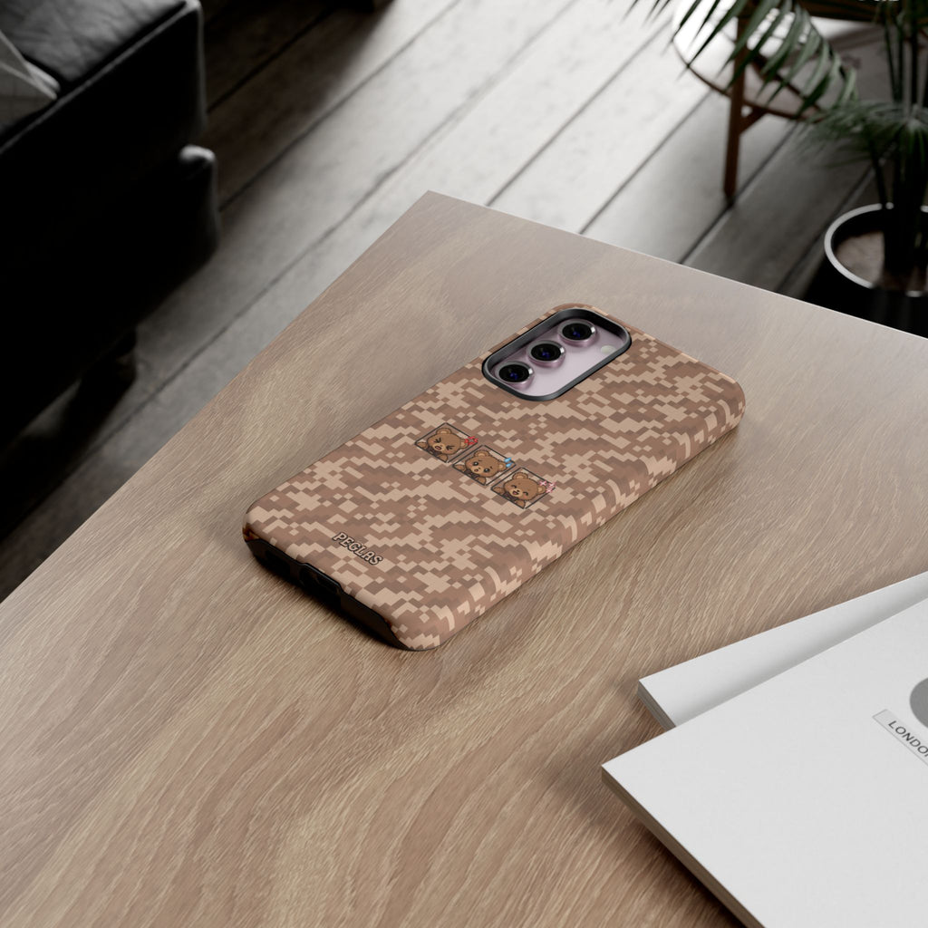 Pixel Teddy Emojis Brown Tough Phone Case