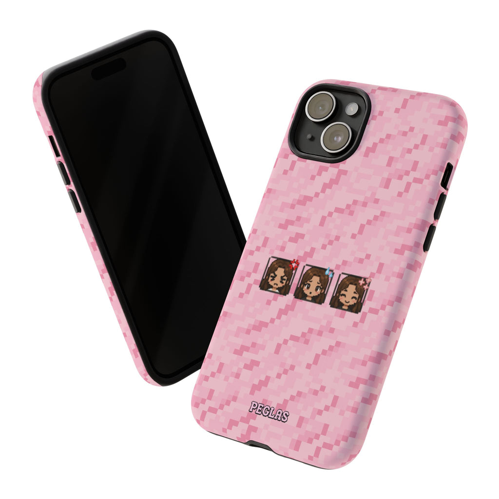 Pixel Girl Emojis Pink Tough Phone Case