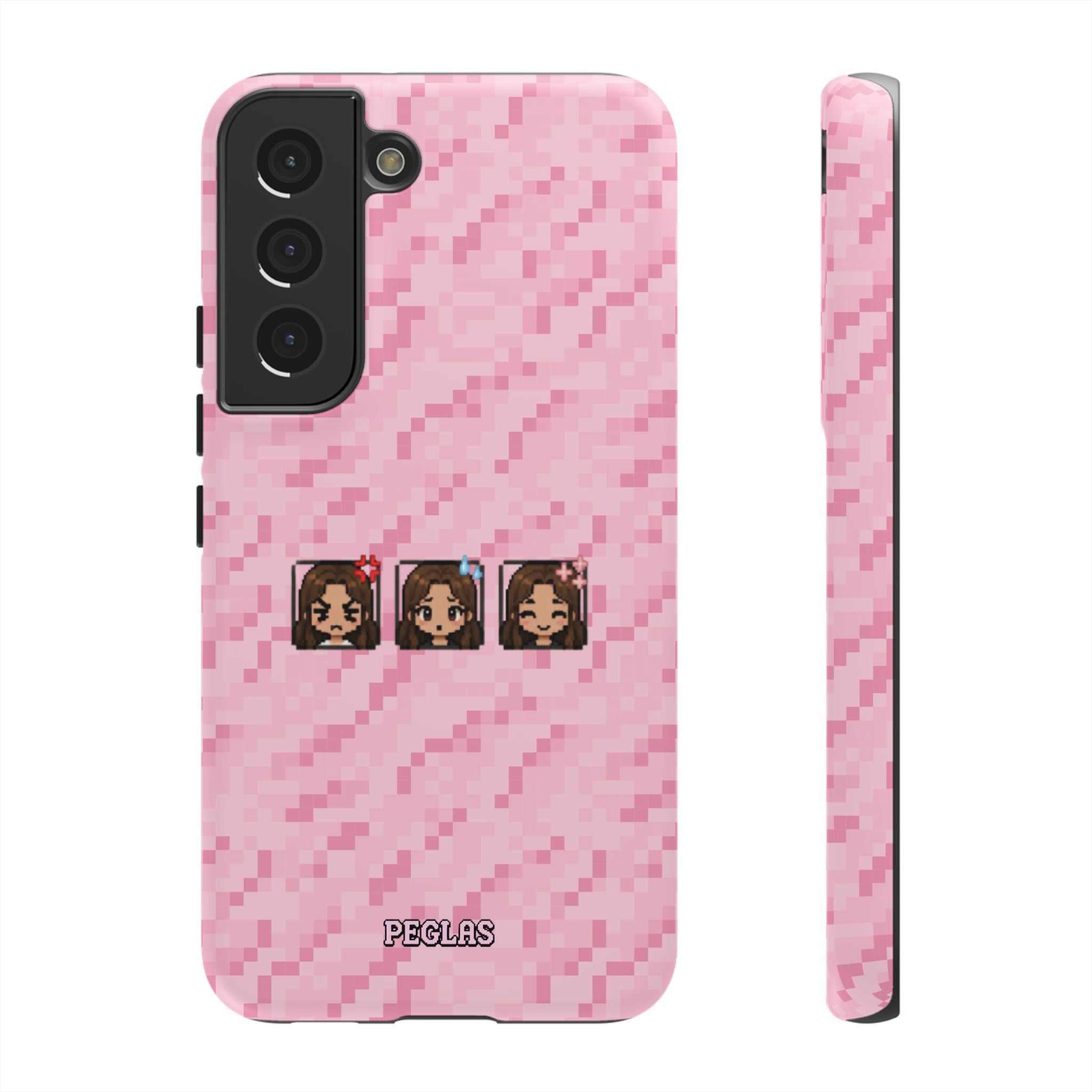 Pixel Girl Emojis Pink Tough Phone Case
