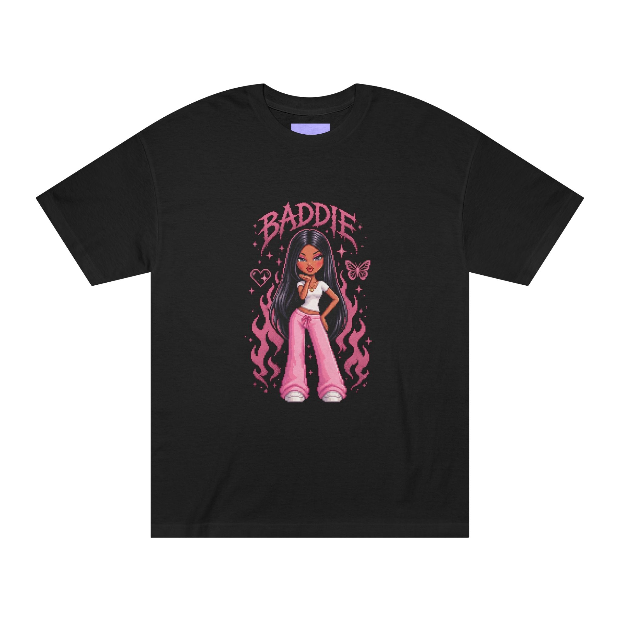 Baddie Graphic Tee — Pink Butterfly Girl Illustration