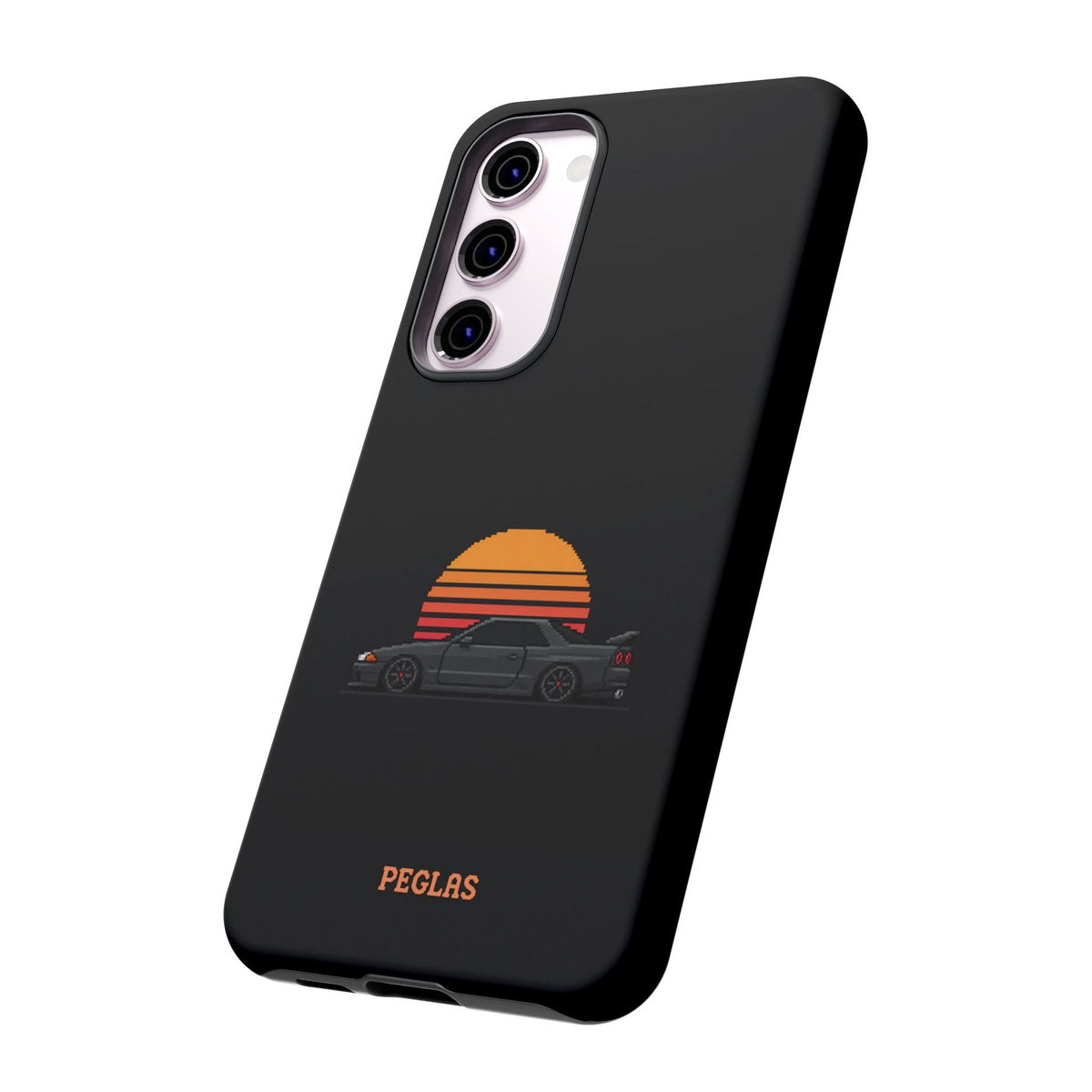 Vintage Black Sports Car Phone Case — Retro Sunset Design