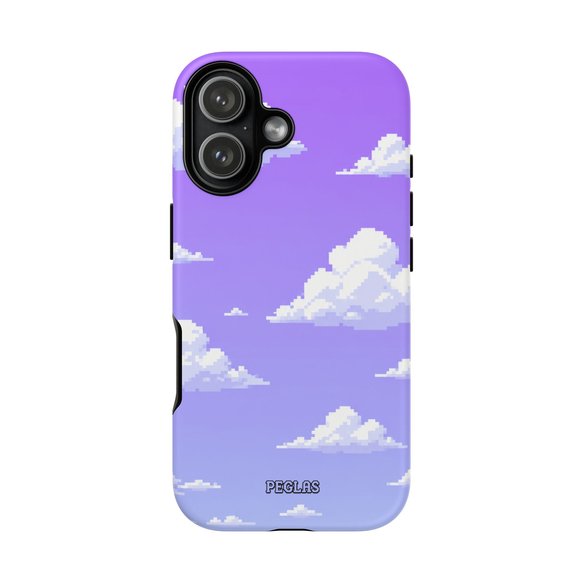 Purple Sky Cloud Phone Case — Pixel Cloud Pattern Tough Case