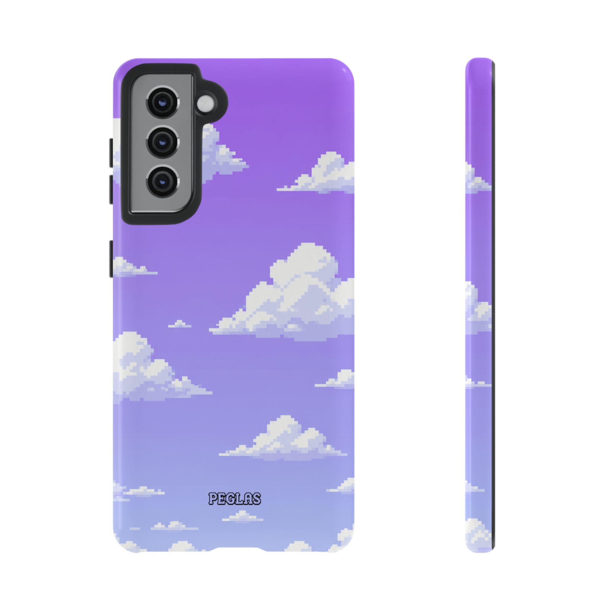 Purple Sky Cloud Phone Case — Pixel Cloud Pattern Tough Case