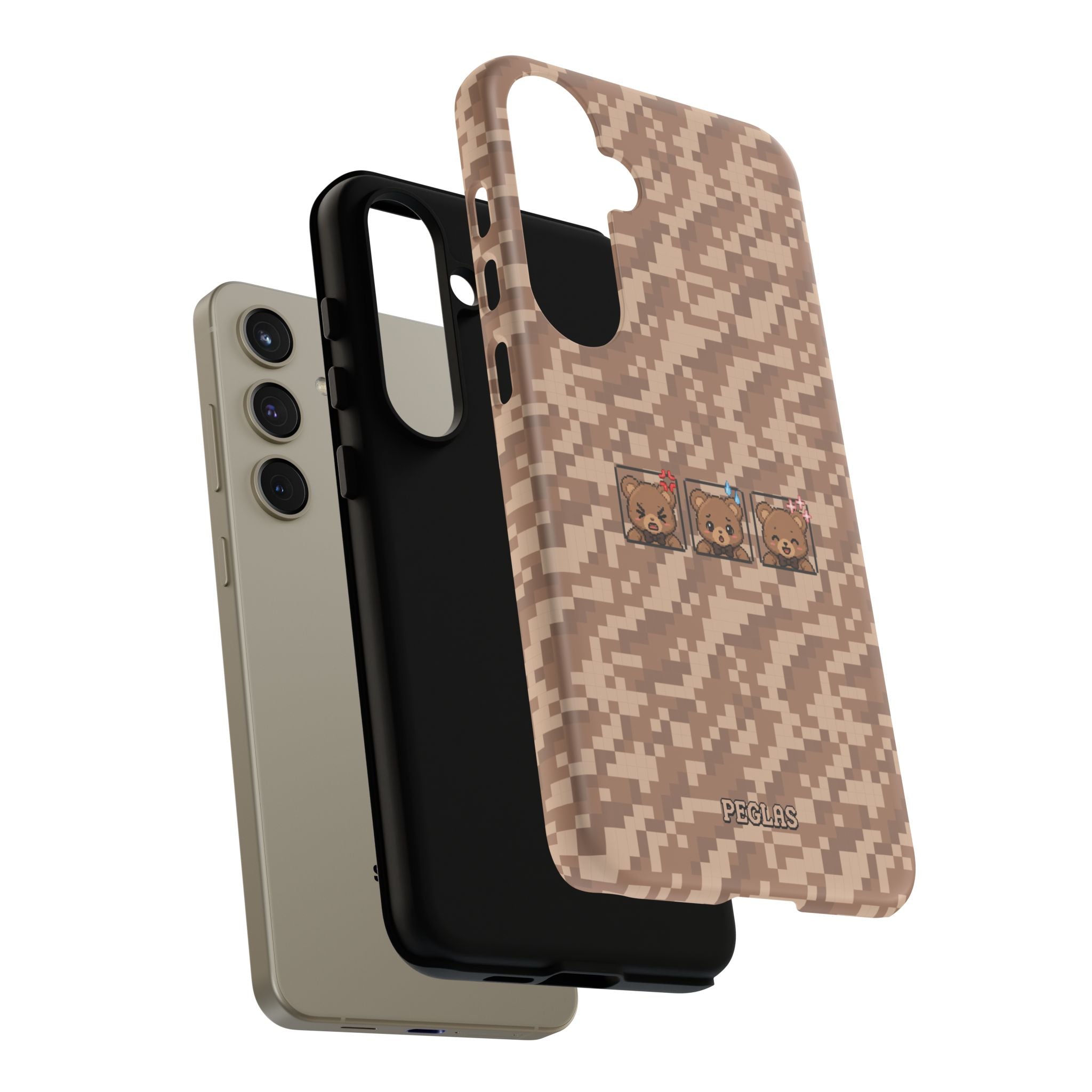 Pixel Teddy Emojis Brown Tough Phone Case