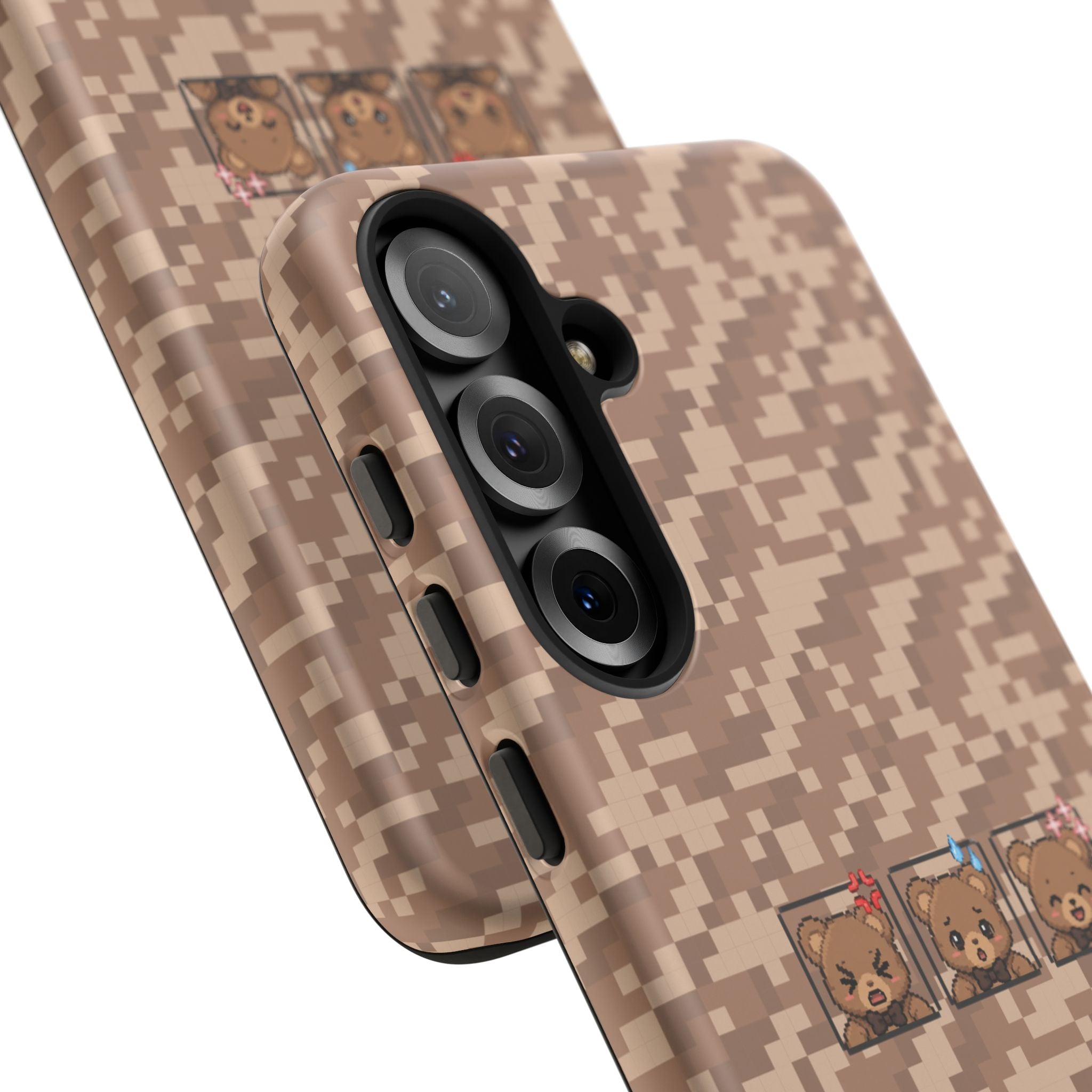 Pixel Teddy Emojis Brown Tough Phone Case