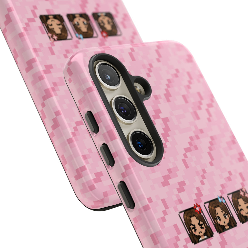 Pixel Girl Emojis Pink Tough Phone Case