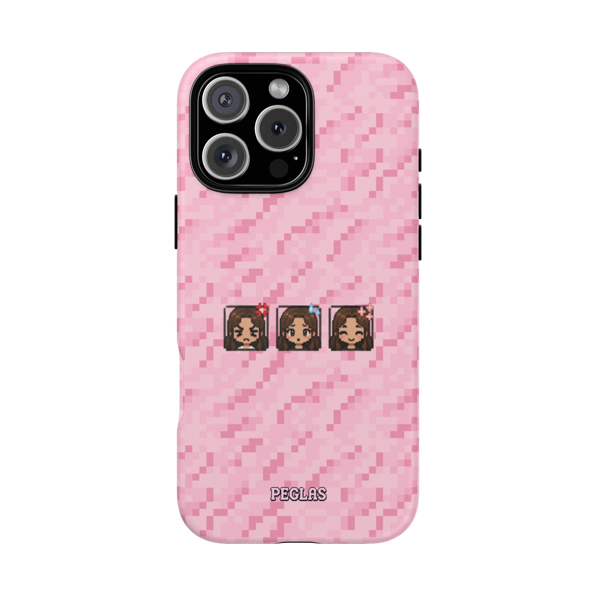 Pixel Girl Emojis Pink Tough Phone Case
