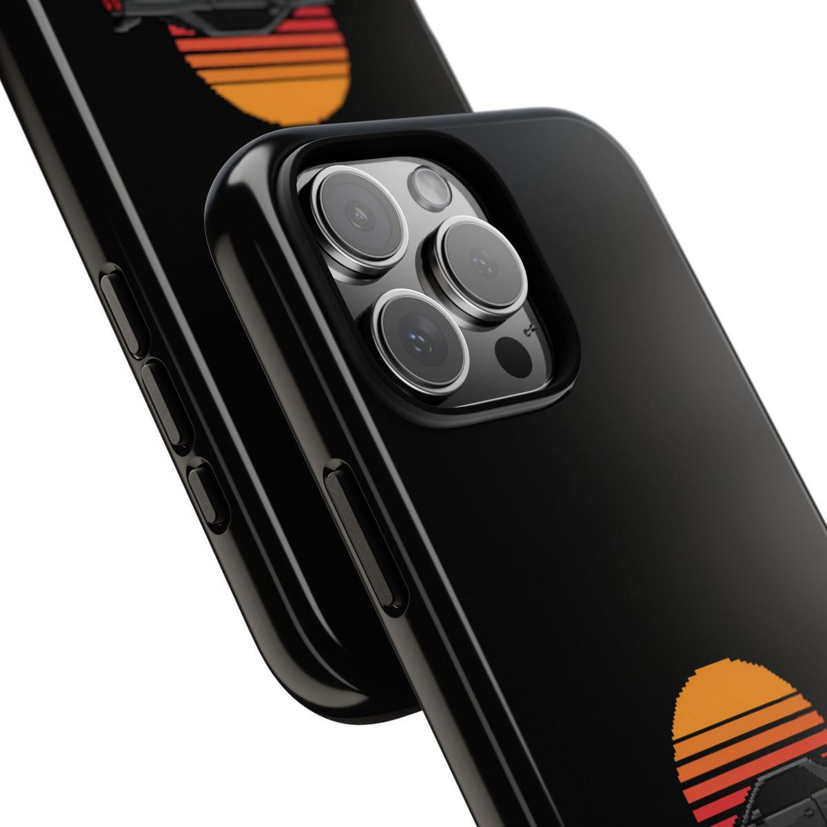 Vintage Black Sports Car Phone Case — Retro Sunset Design