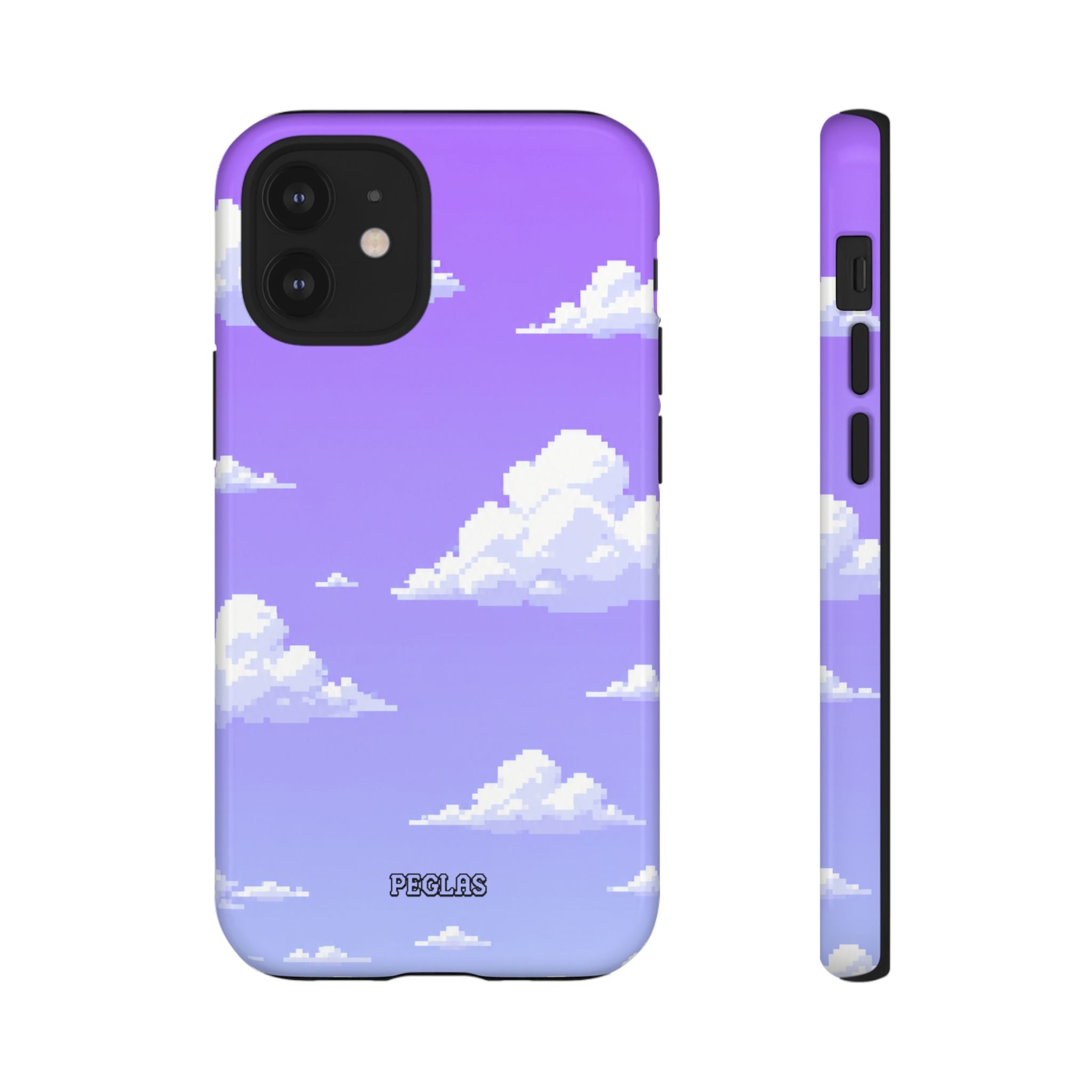 Purple Sky Cloud Phone Case — Pixel Cloud Pattern Tough Case