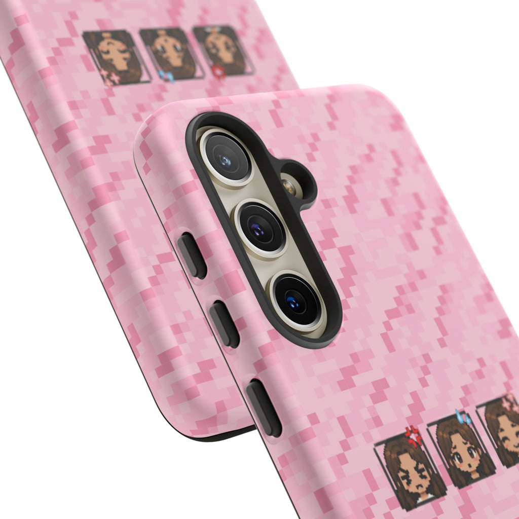 Pixel Girl Emojis Pink Tough Phone Case