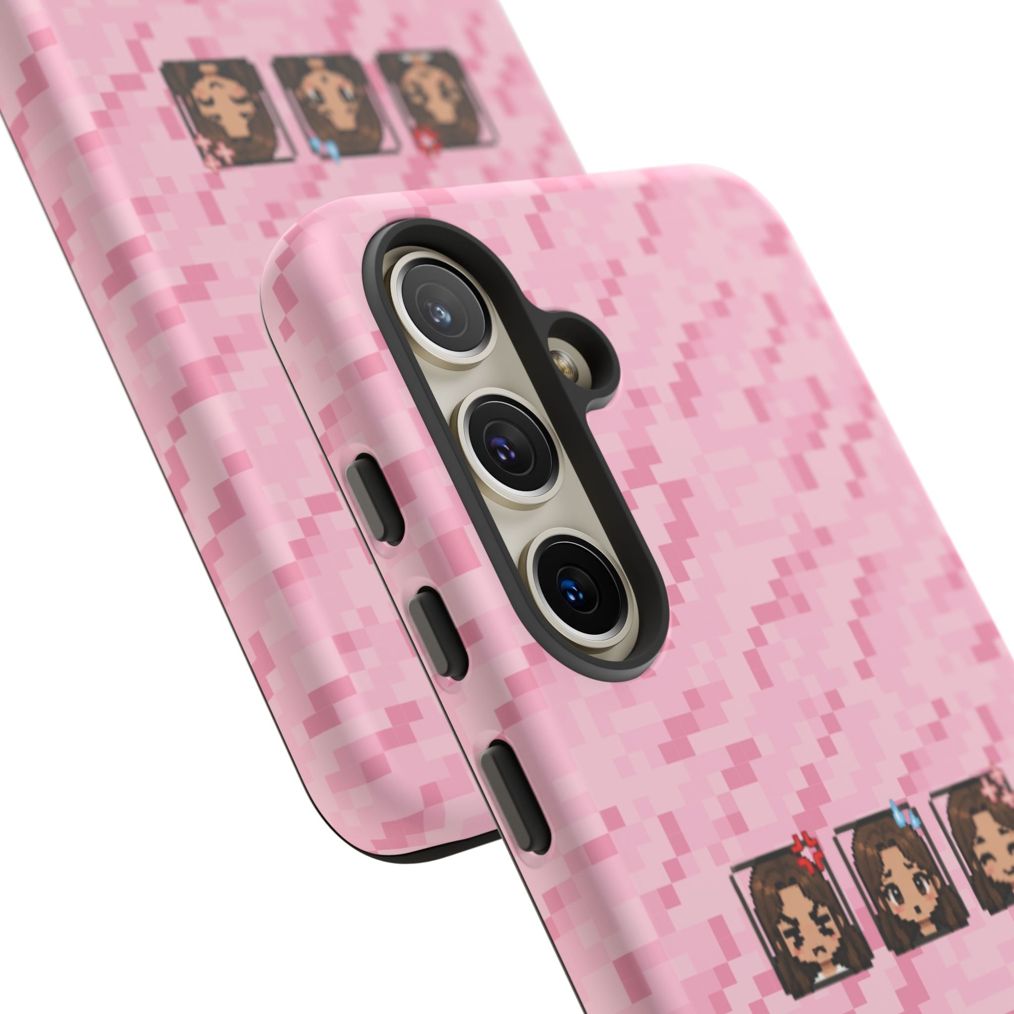 Pixel Girl Emojis Pink Tough Phone Case
