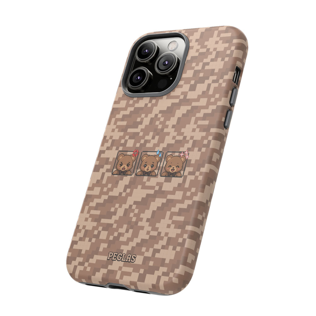 Pixel Teddy Emojis Brown Tough Phone Case