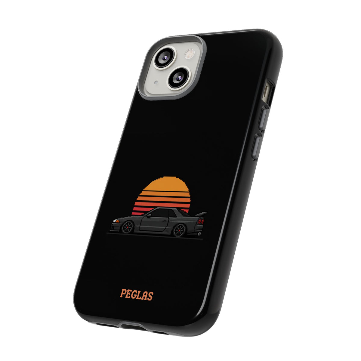 Vintage Black Sports Car Phone Case — Retro Sunset Design