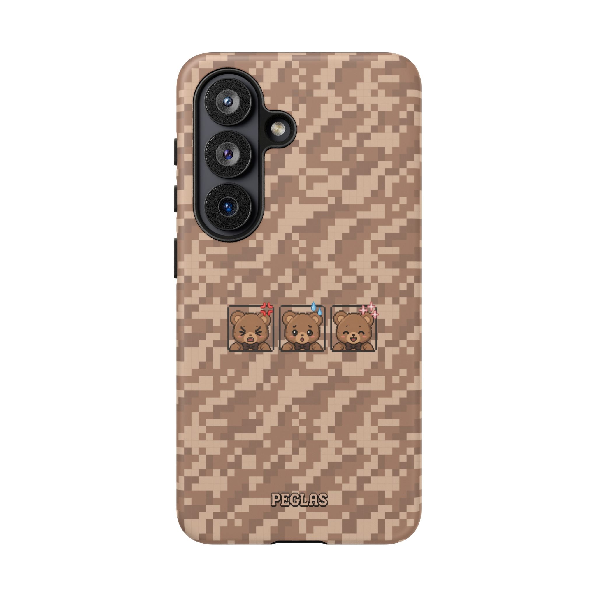 Pixel Teddy Emojis Brown Tough Phone Case