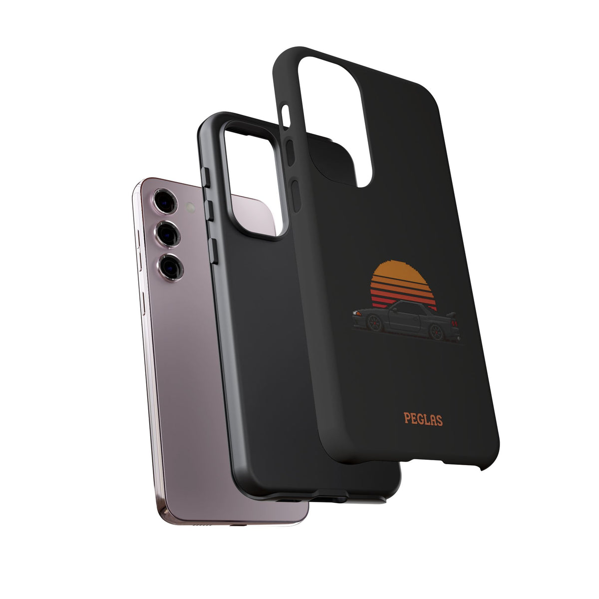 Vintage Black Sports Car Phone Case — Retro Sunset Design