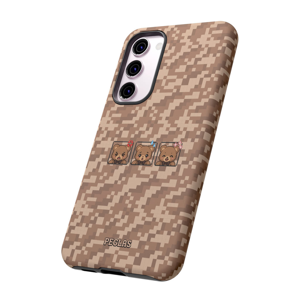 Pixel Teddy Emojis Brown Tough Phone Case