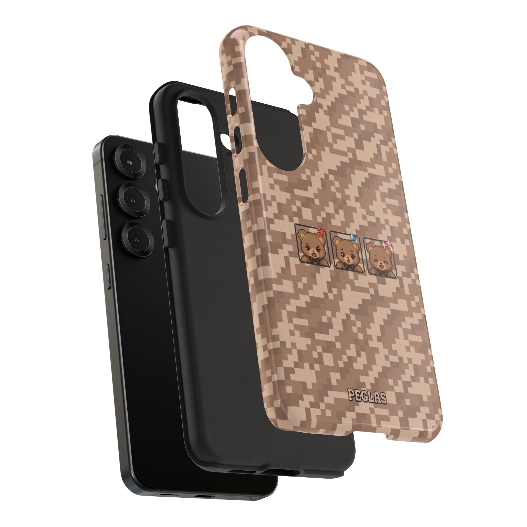 Pixel Teddy Emojis Brown Tough Phone Case