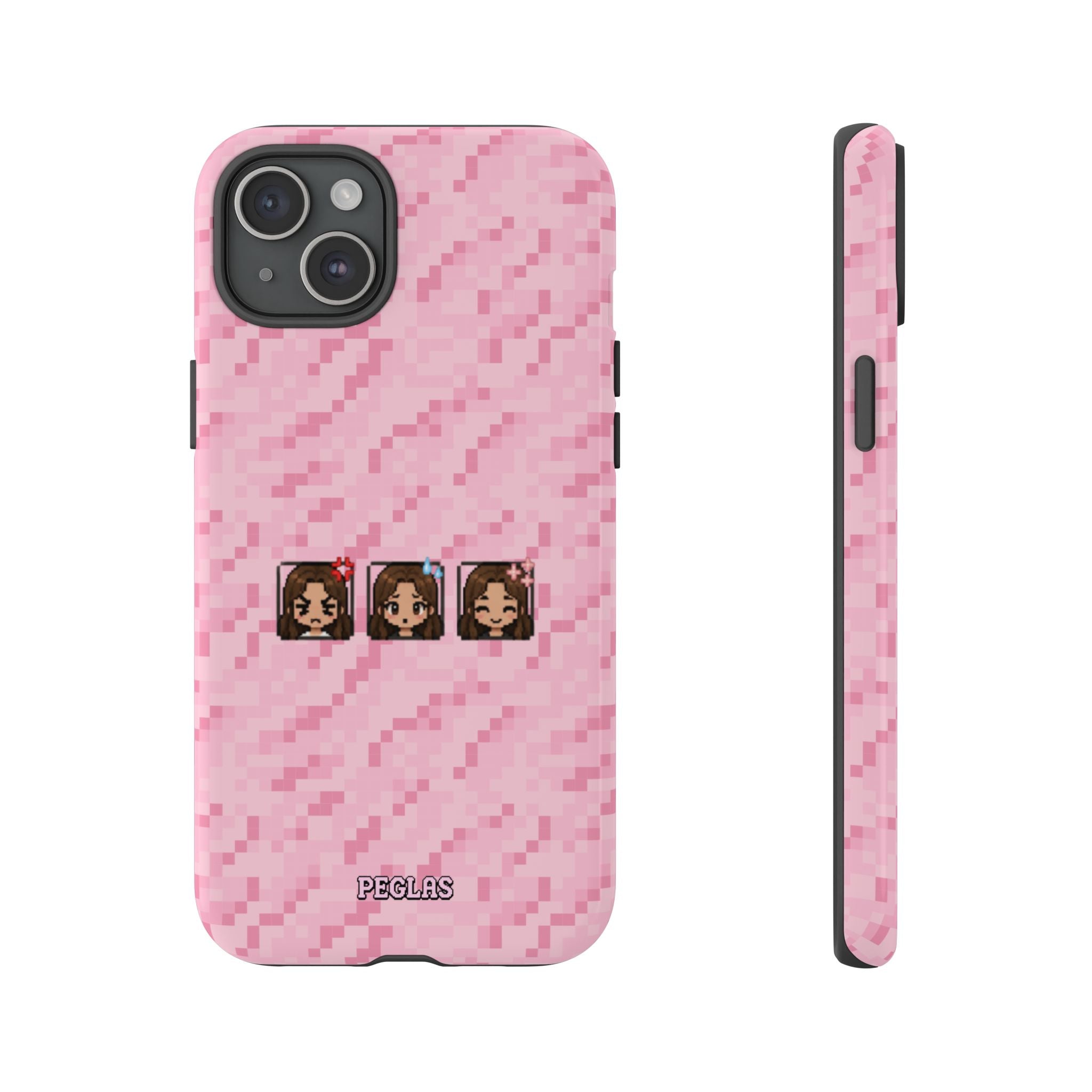 Pixel Girl Emojis Pink Tough Phone Case