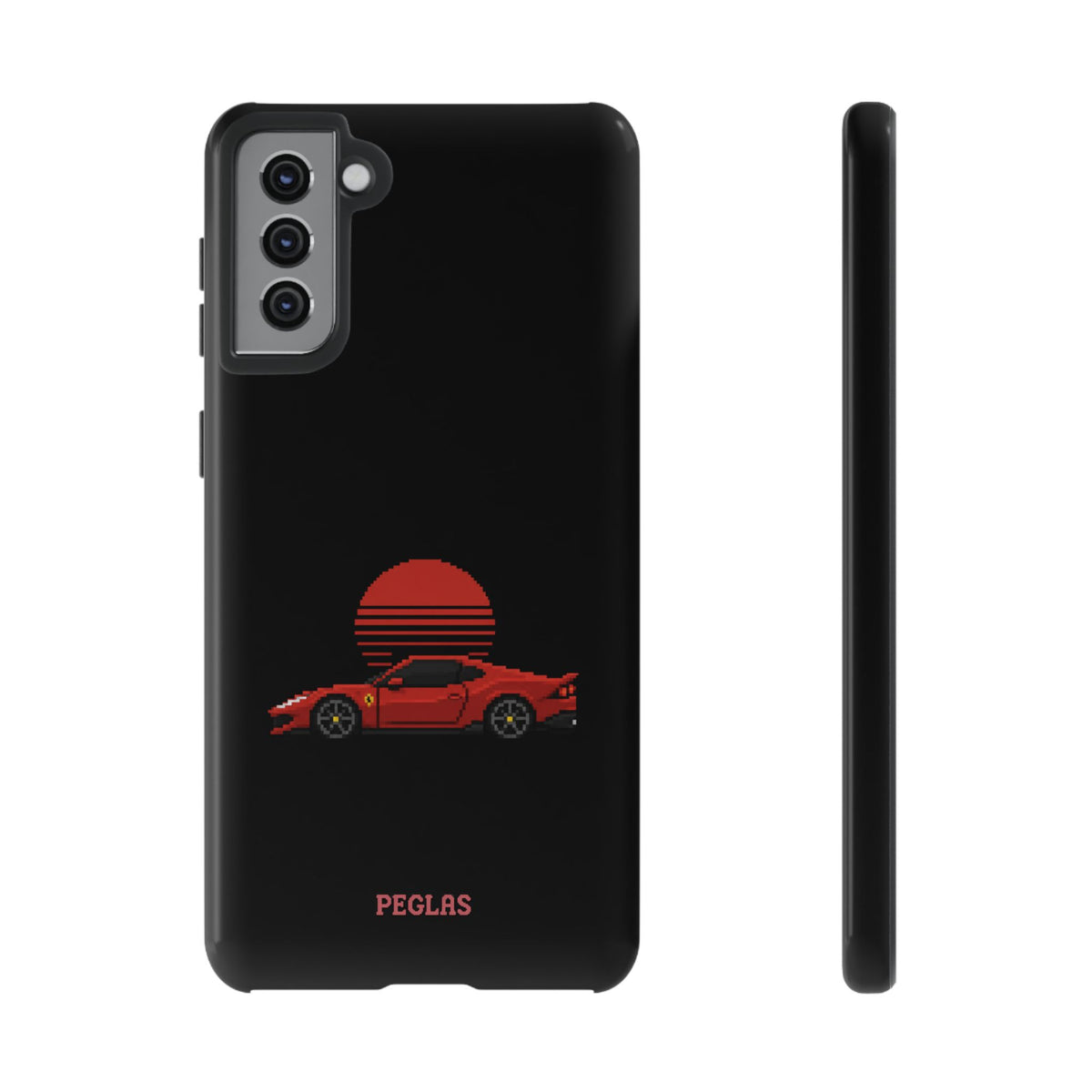 Vintage Red Sports Car Phone Case – Retro Sunset Design