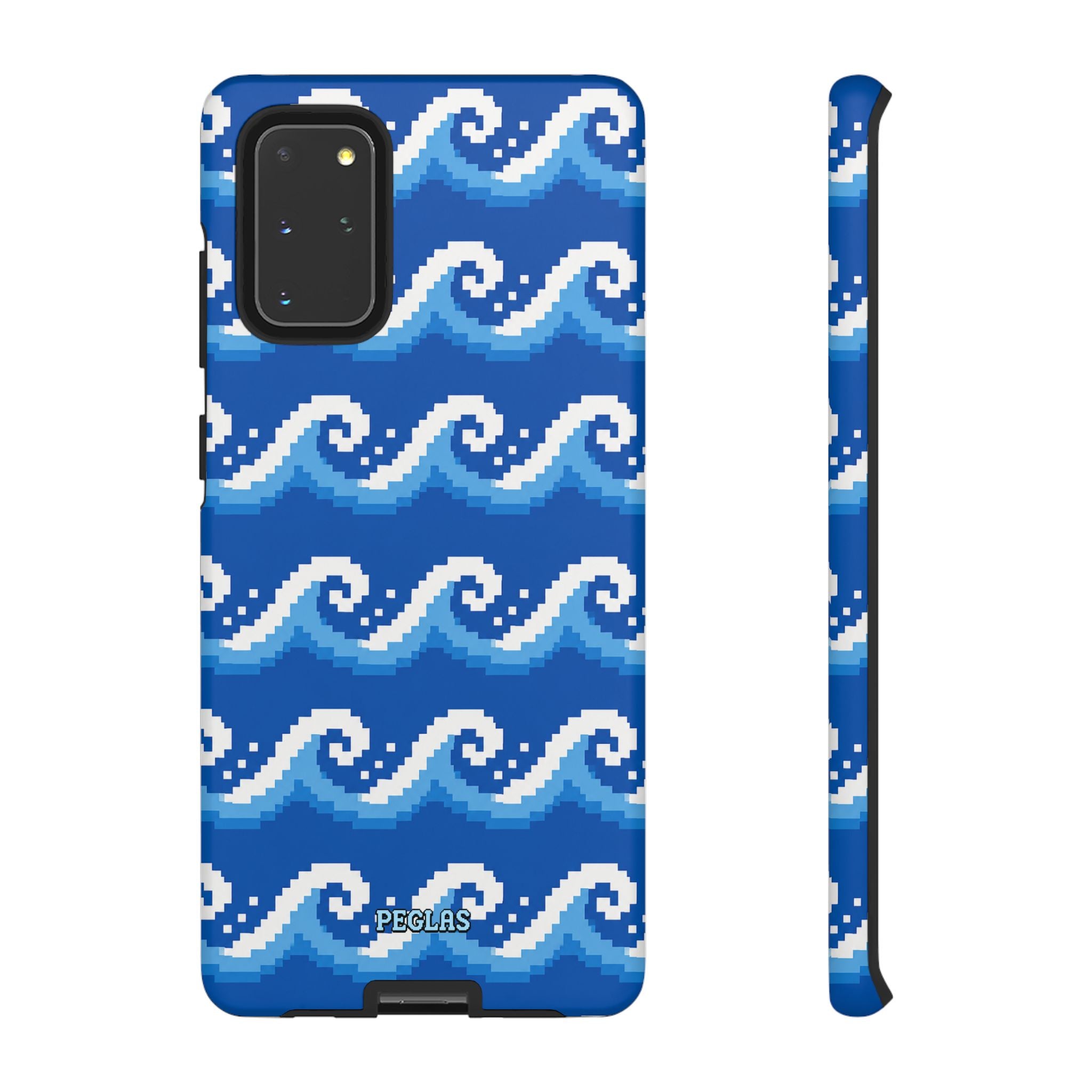 Pixel Wave Phone Case — Blue Ocean Retro Pixel Art iPhone Cover