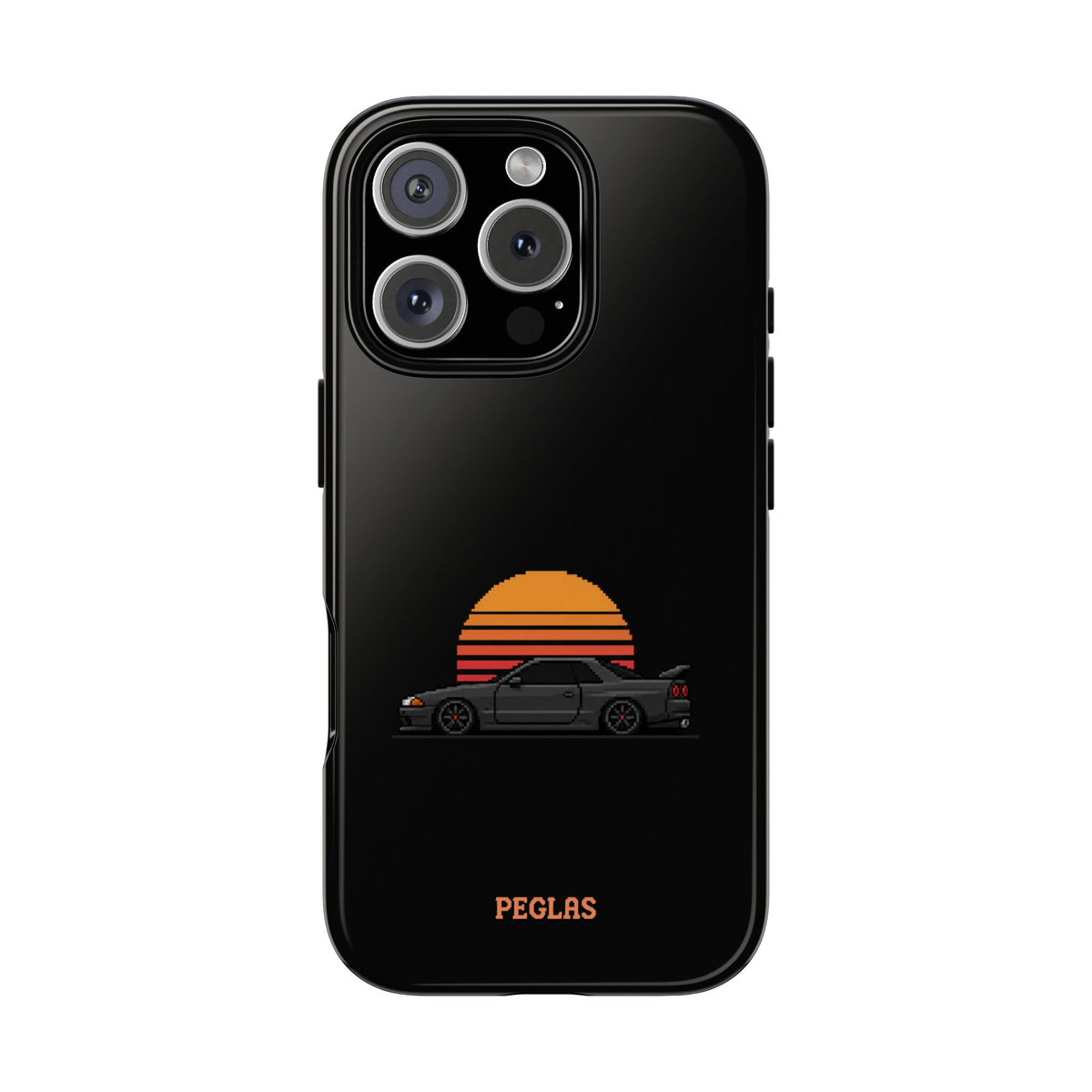 Vintage Black Sports Car Phone Case — Retro Sunset Design