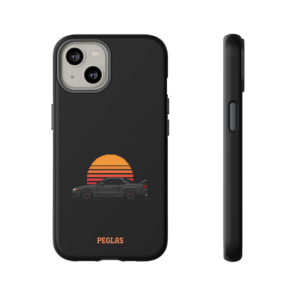Vintage Black Sports Car Phone Case — Retro Sunset Design