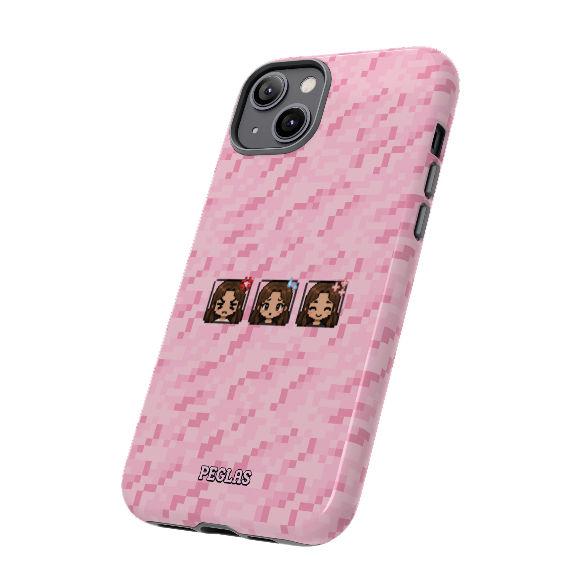 Pixel Girl Emojis Pink Tough Phone Case