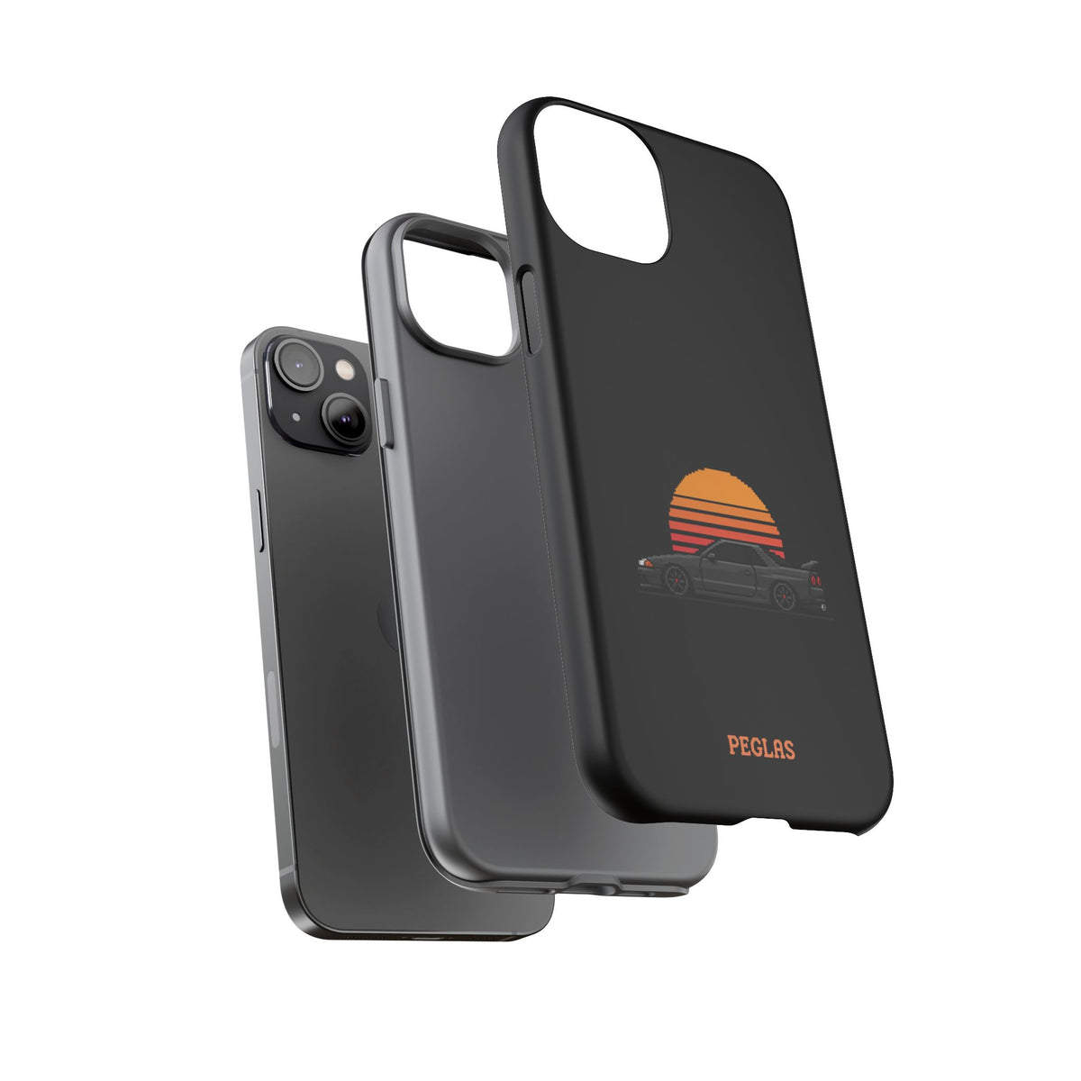 Vintage Black Sports Car Phone Case — Retro Sunset Design