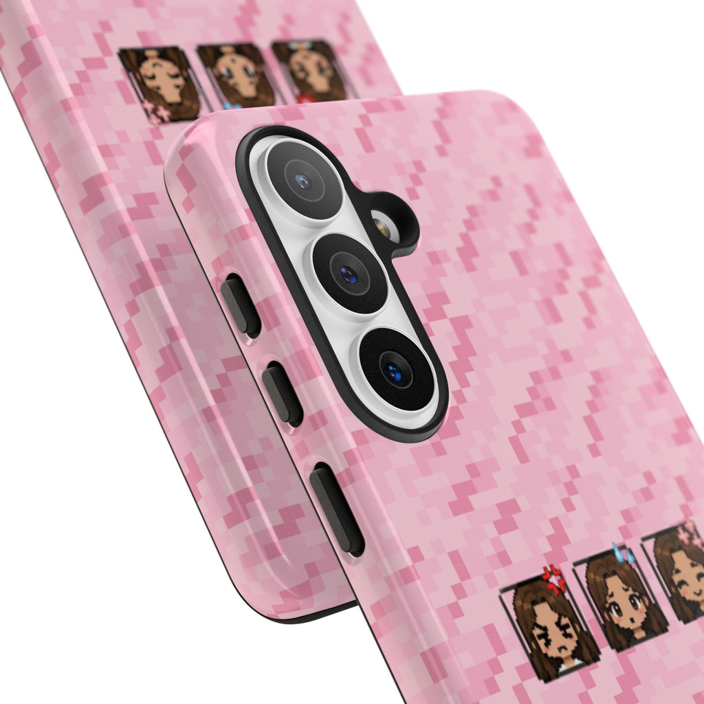 Pixel Girl Emojis Pink Tough Phone Case
