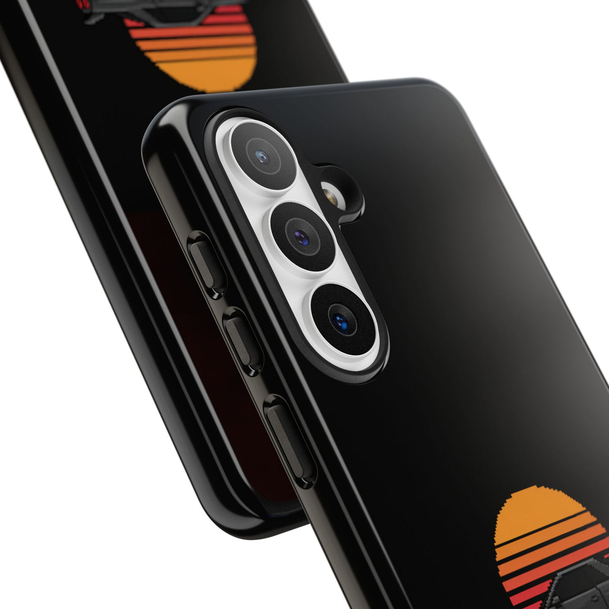 Vintage Black Sports Car Phone Case — Retro Sunset Design