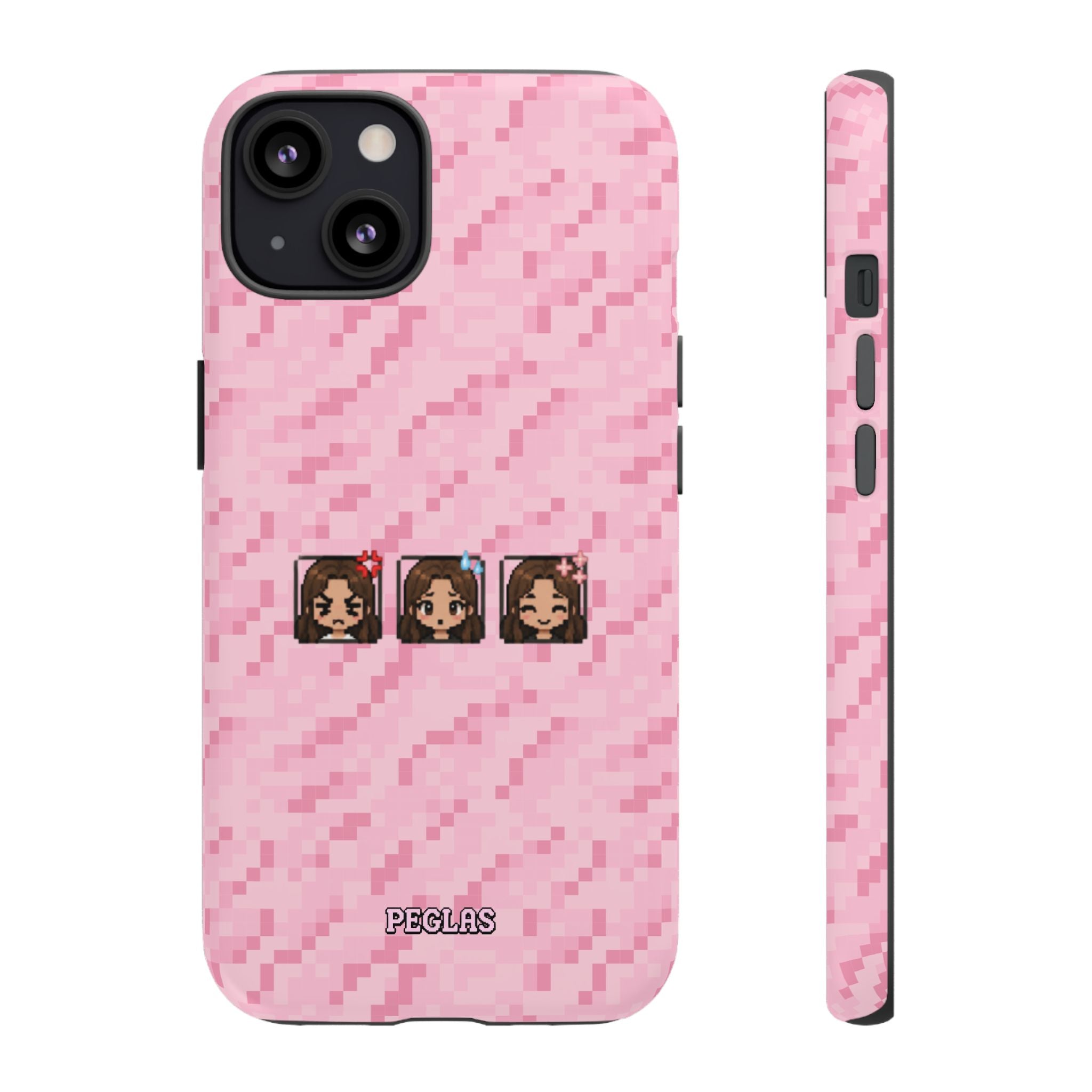 Pixel Girl Emojis Pink Tough Phone Case