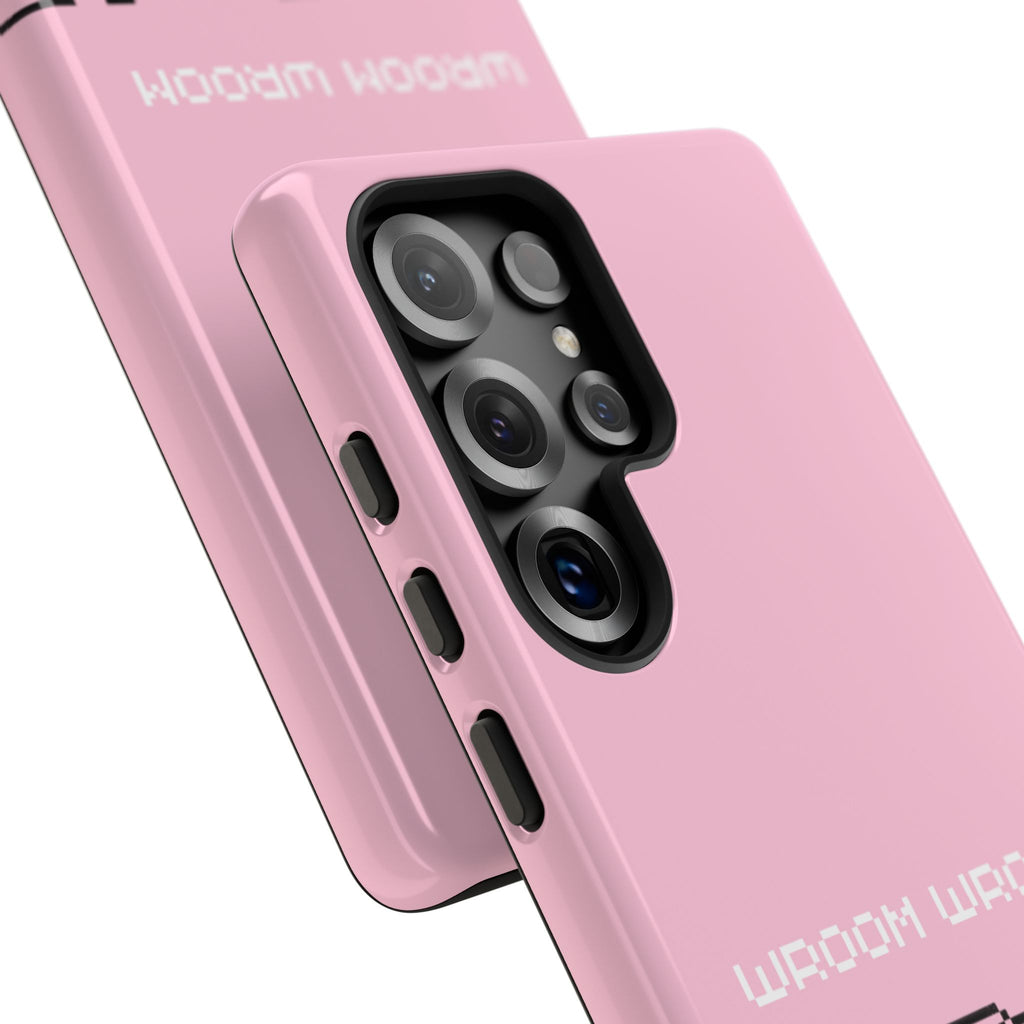 Pink Retro Pixel Cars Phone Case — "Wroom Wroom" Tough Protective Cover