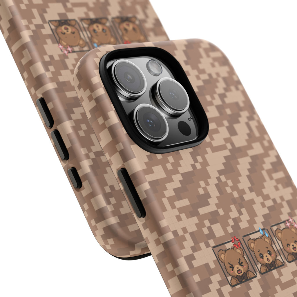 Pixel Teddy Emojis Brown Tough Phone Case