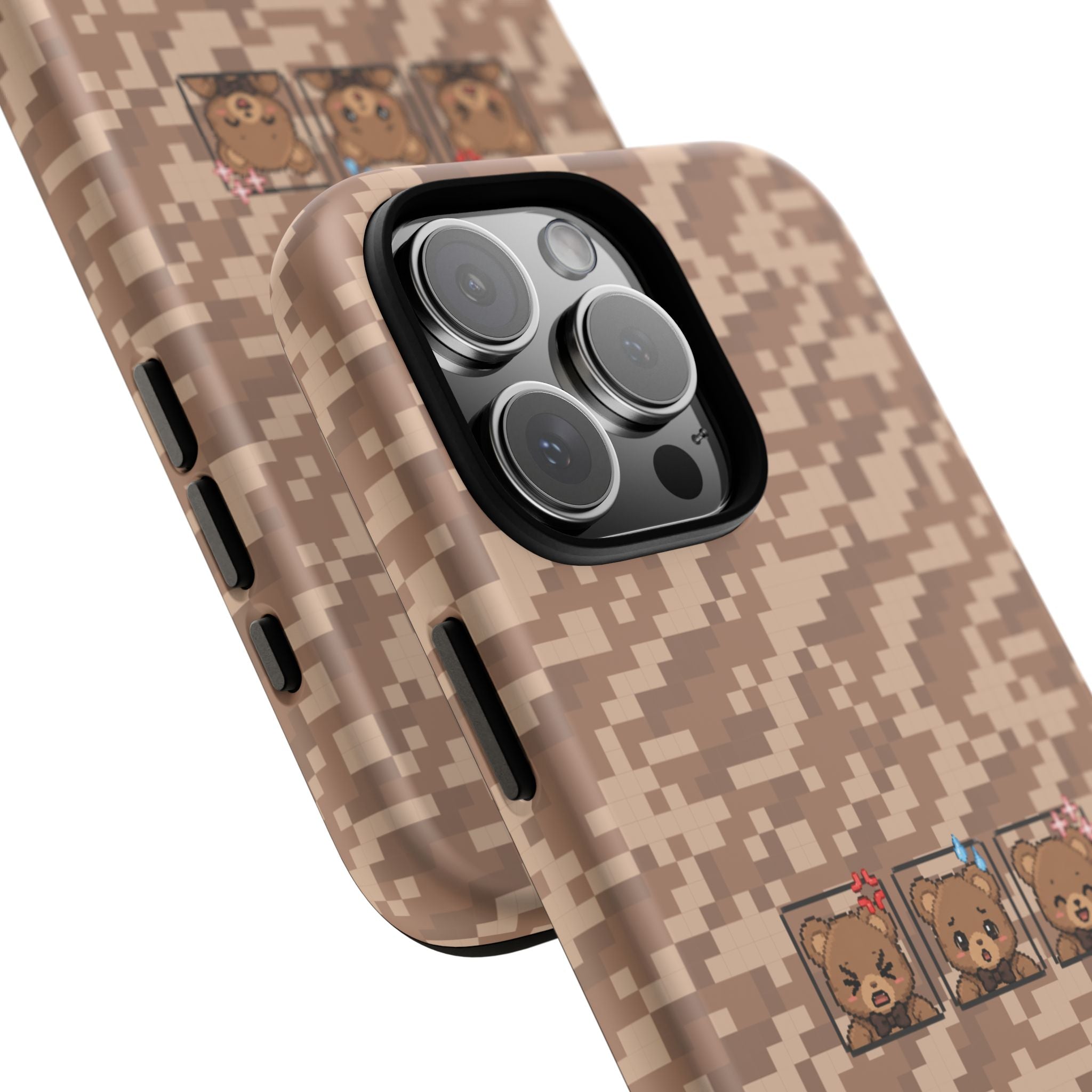Pixel Teddy Emojis Brown Tough Phone Case