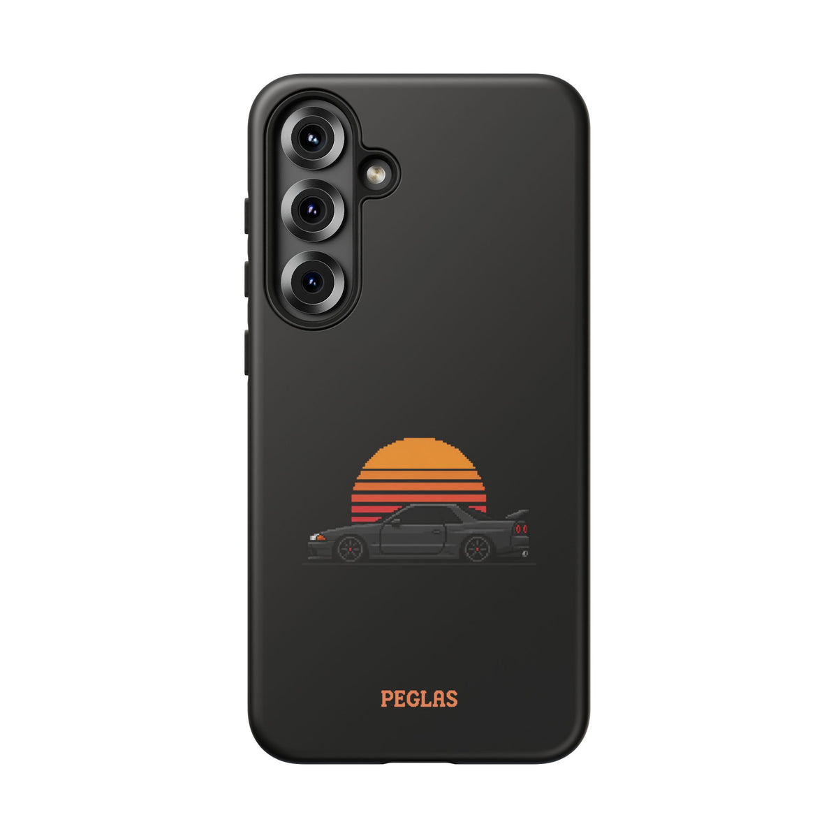 Vintage Black Sports Car Phone Case — Retro Sunset Design