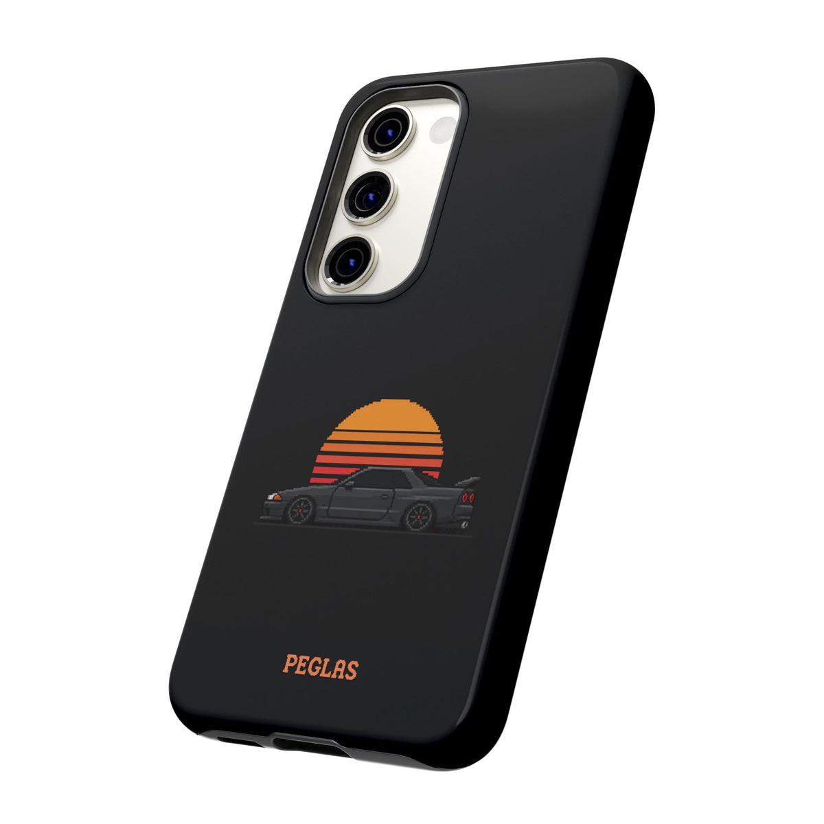 Vintage Black Sports Car Phone Case — Retro Sunset Design