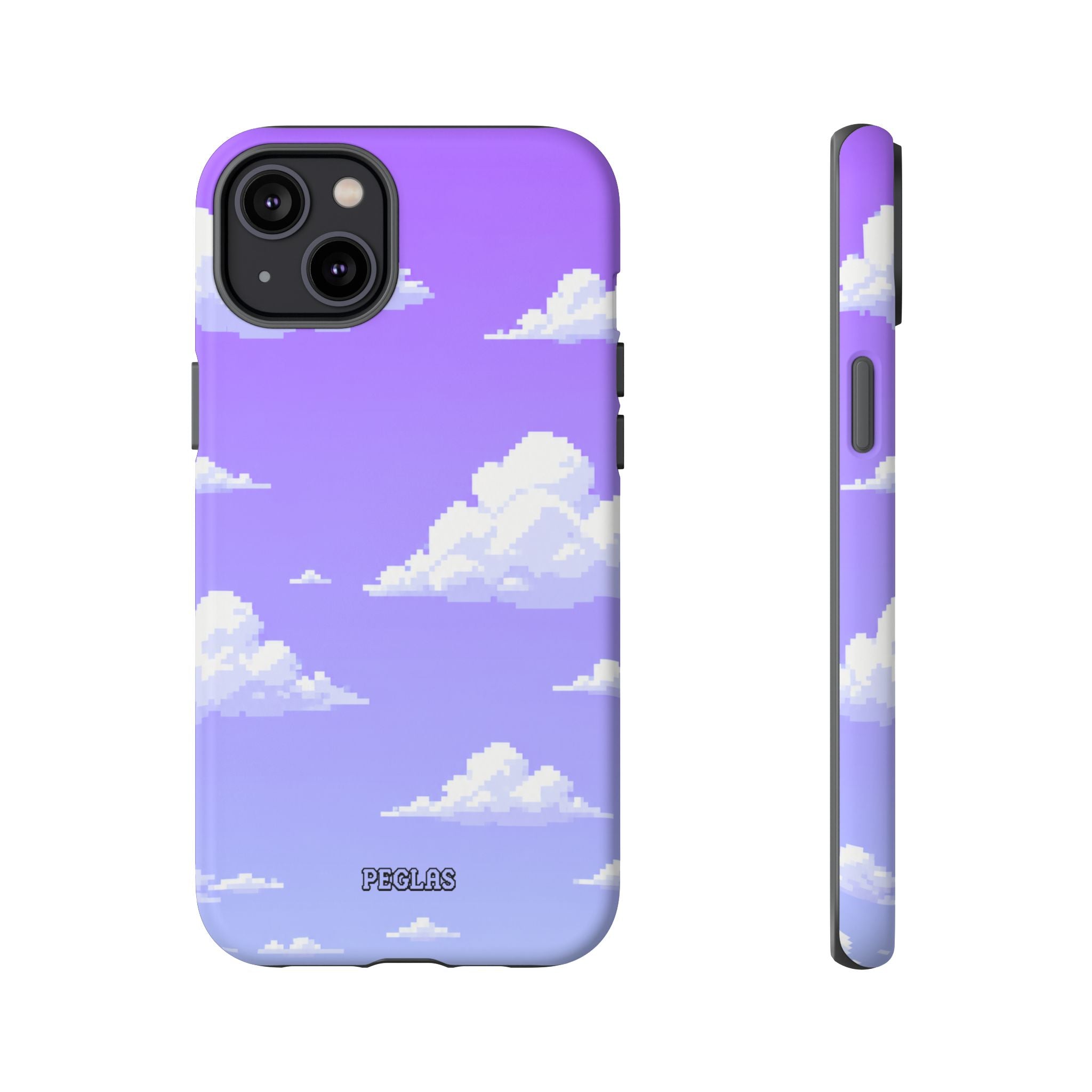 Purple Sky Cloud Phone Case — Pixel Cloud Pattern Tough Case