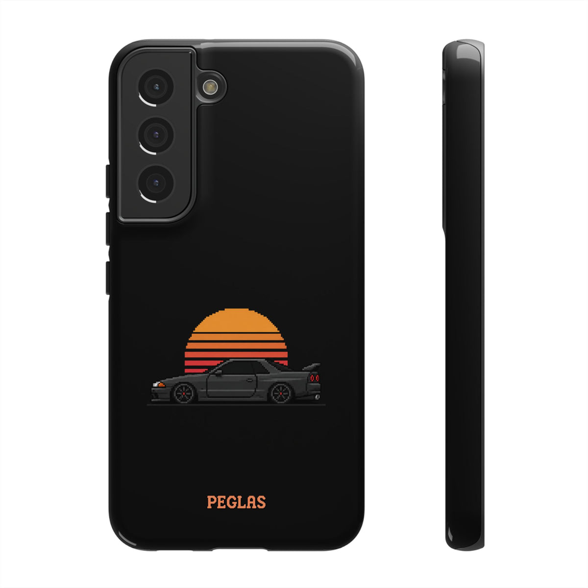 Vintage Black Sports Car Phone Case — Retro Sunset Design
