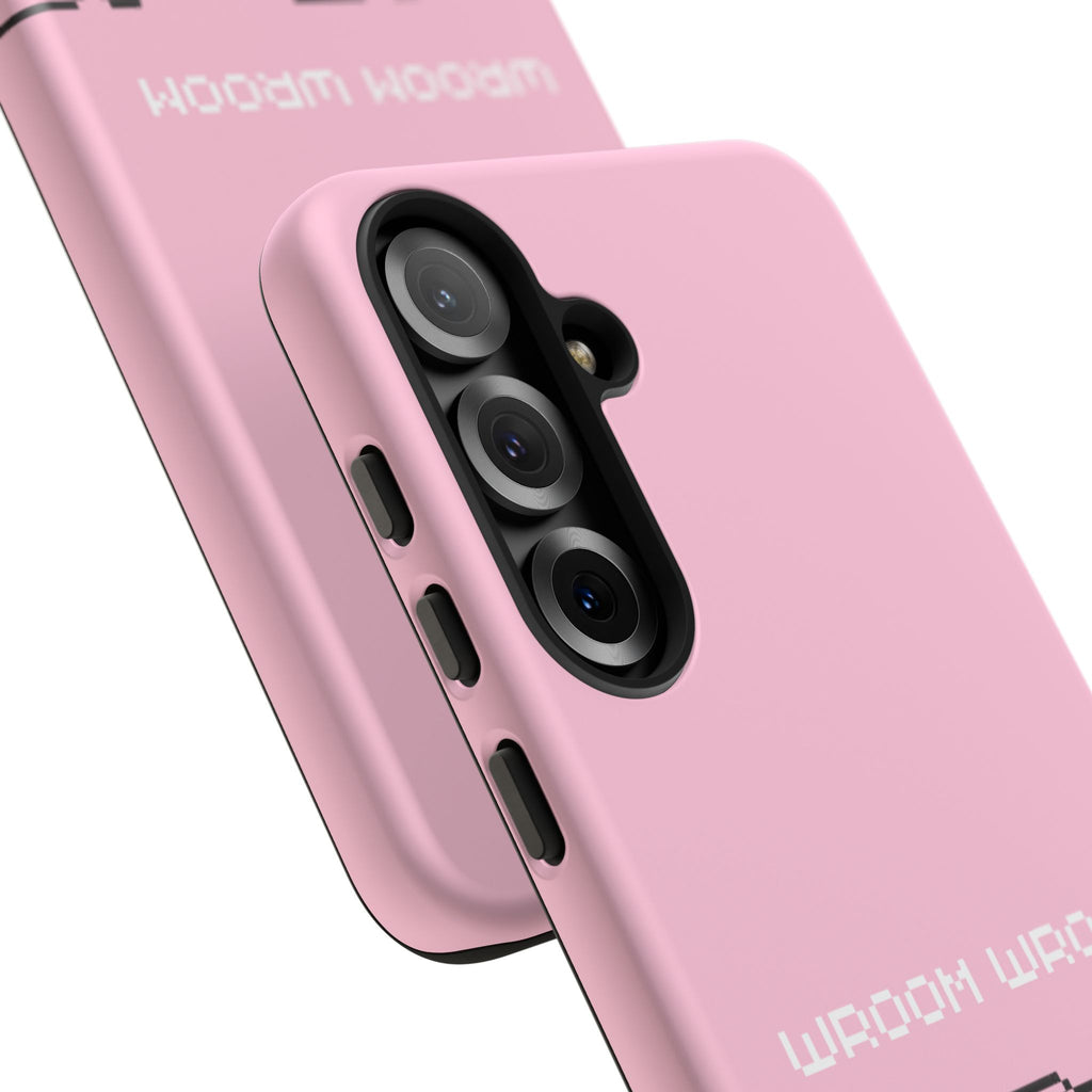 Pink Retro Pixel Cars Phone Case — "Wroom Wroom" Tough Protective Cover