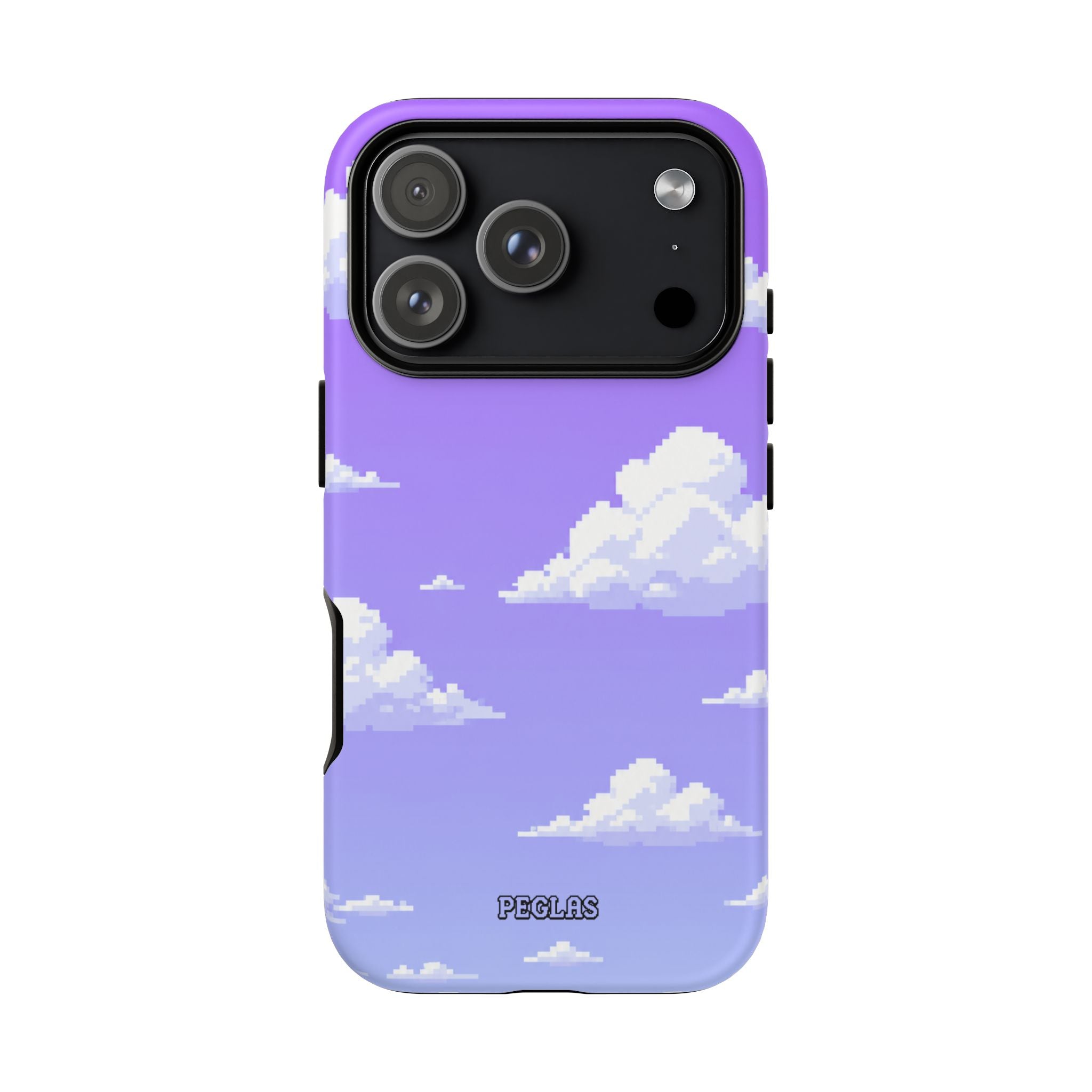 Purple Sky Cloud Phone Case — Pixel Cloud Pattern Tough Case
