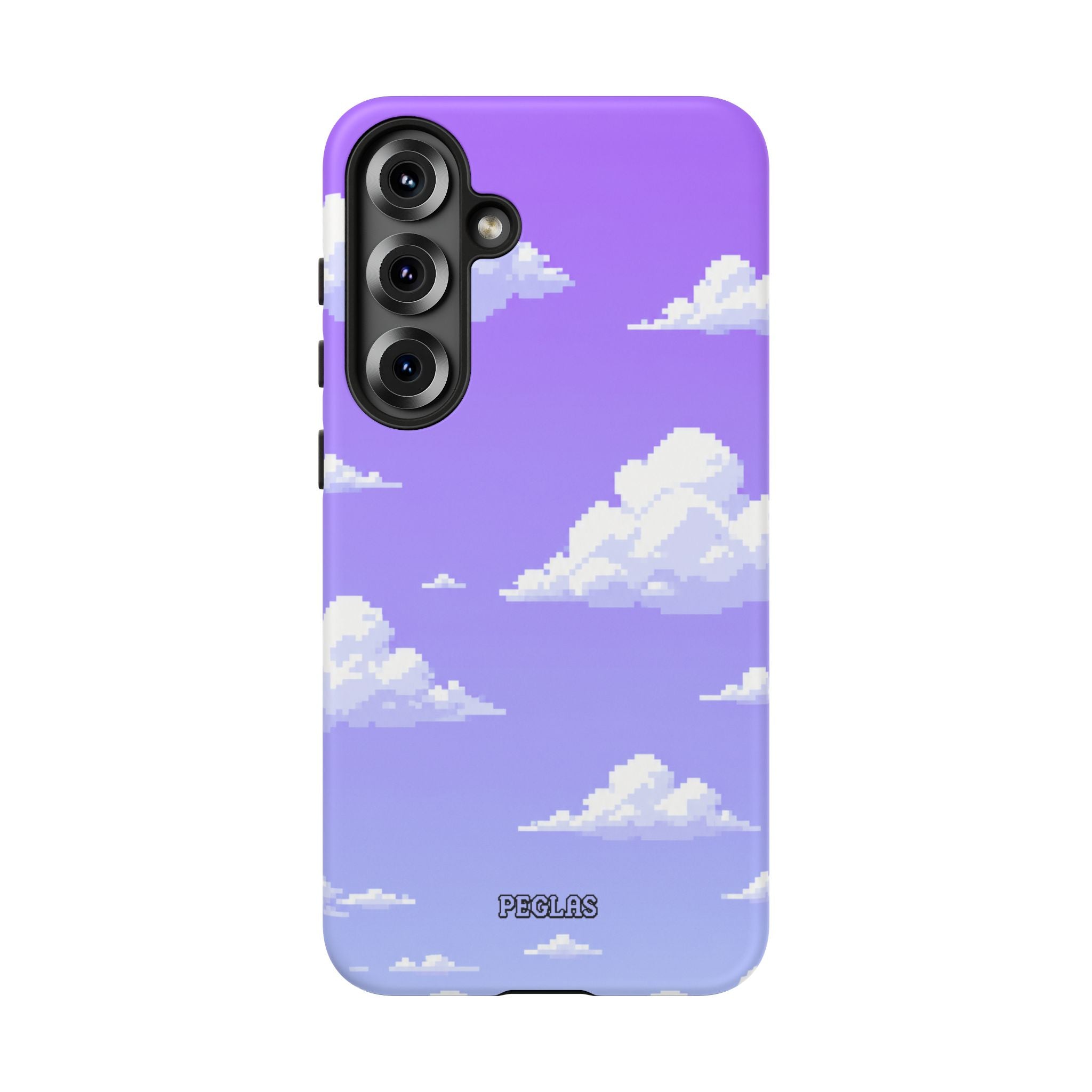 Purple Sky Cloud Phone Case — Pixel Cloud Pattern Tough Case