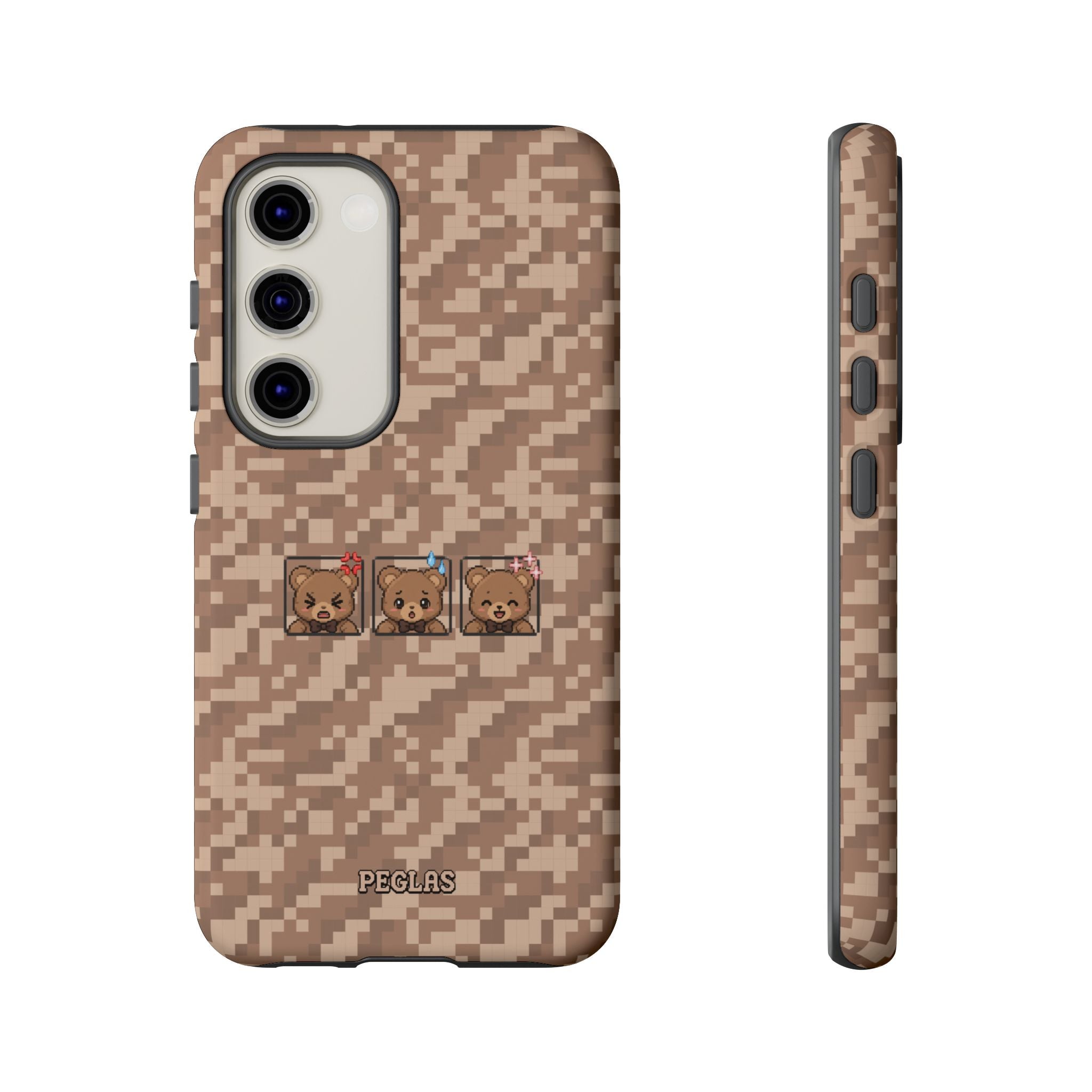 Pixel Teddy Emojis Brown Tough Phone Case