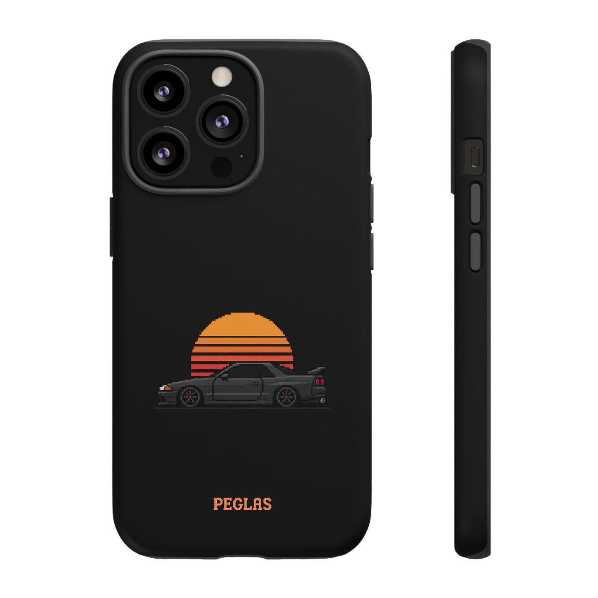Vintage Black Sports Car Phone Case — Retro Sunset Design